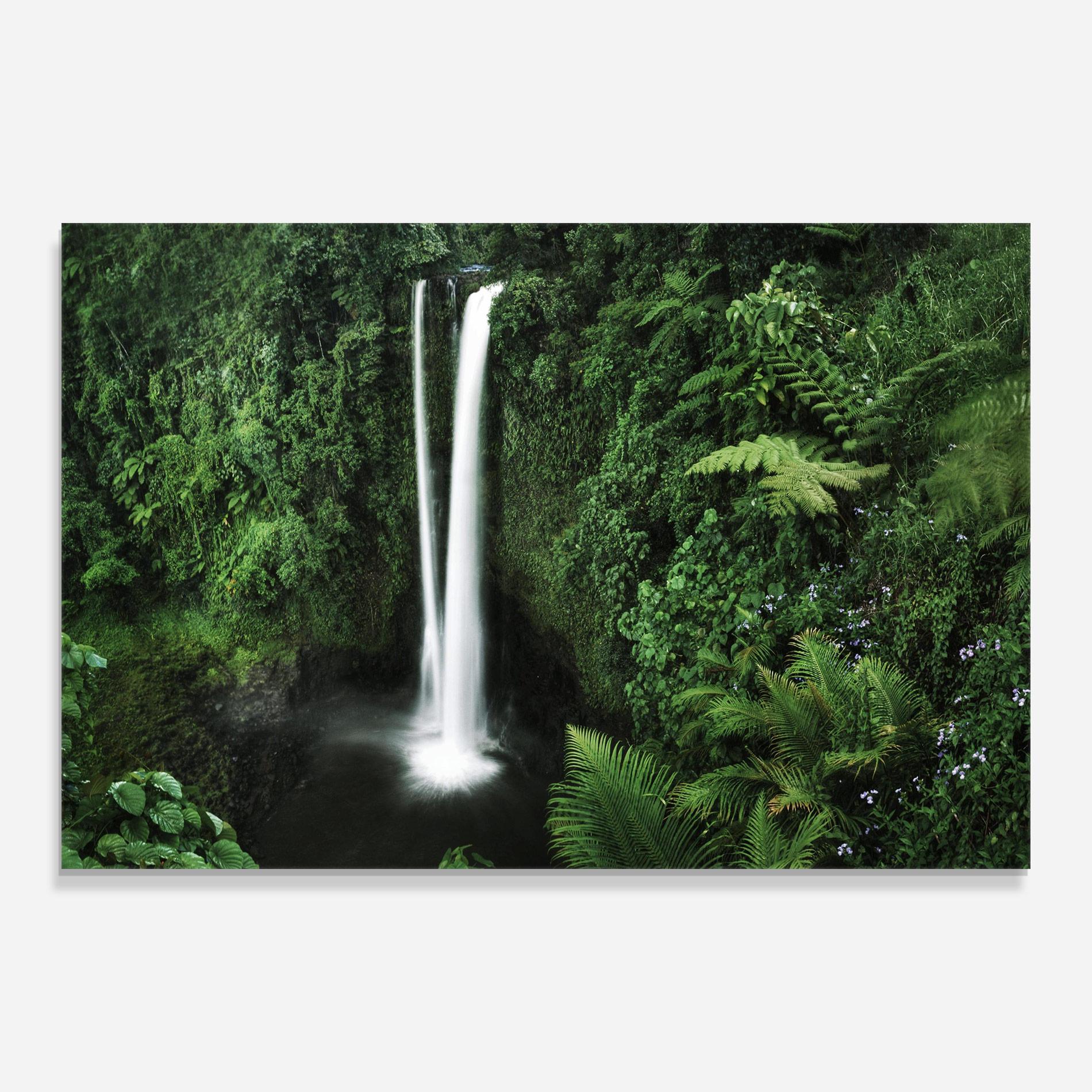 Glasbild Green Nature Waterfall mockup 0