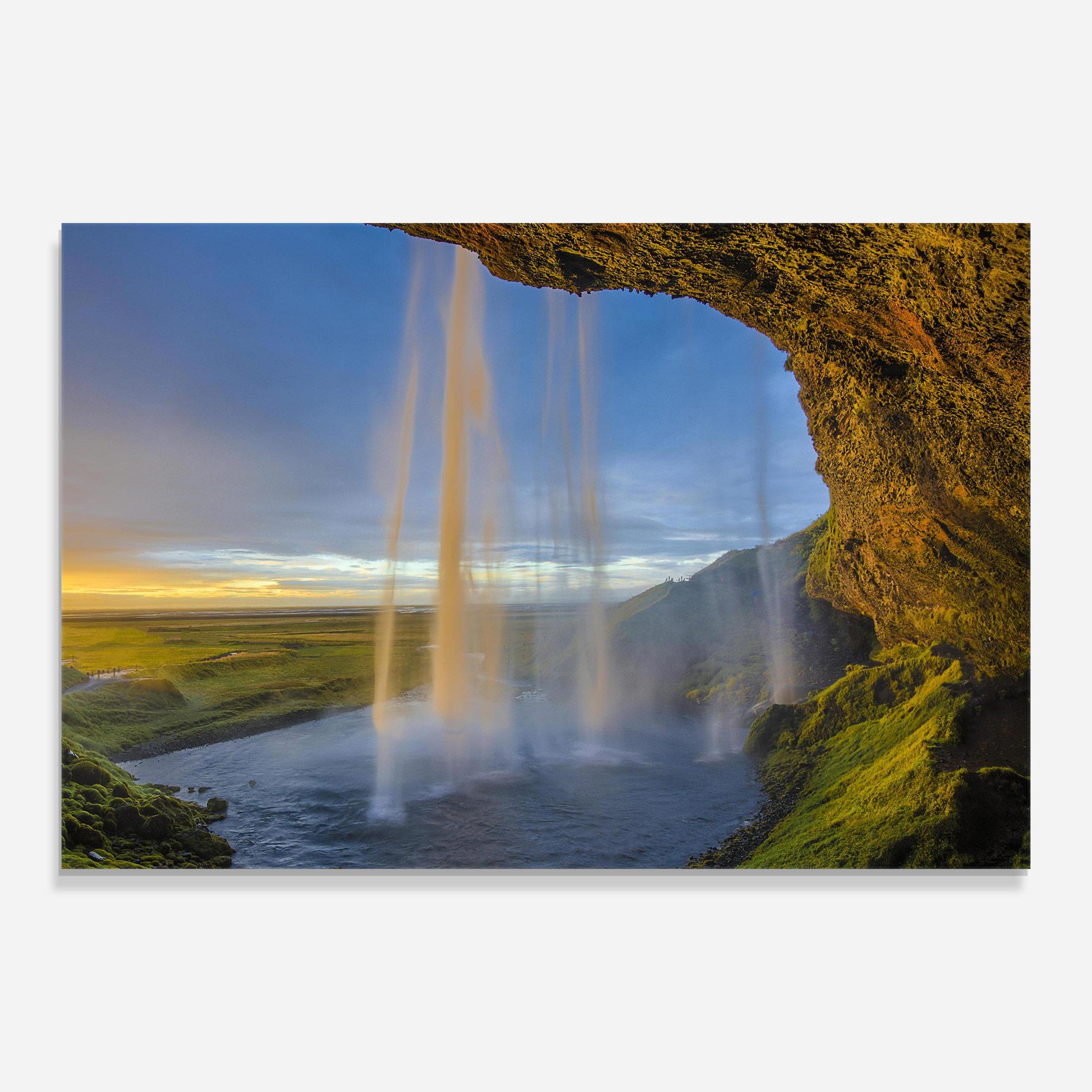 Glasbild Orange Waterfall mockup 0