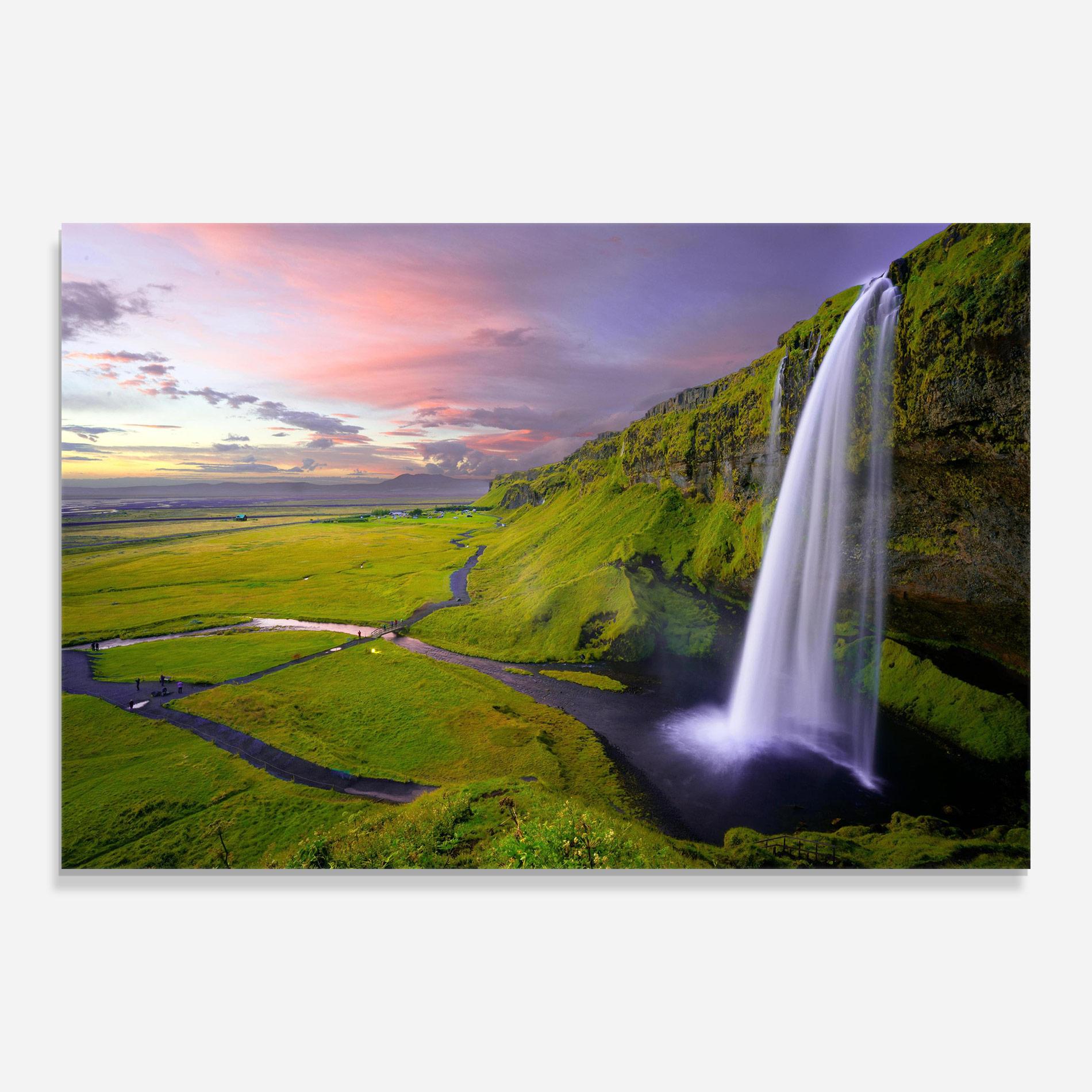 Glasbild Purple Sky Waterfall mockup 0