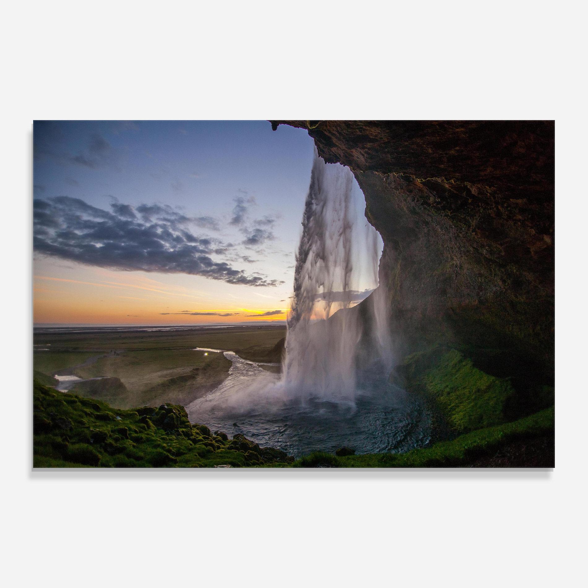 Glasbild Yellow Line Waterfall mockup 0