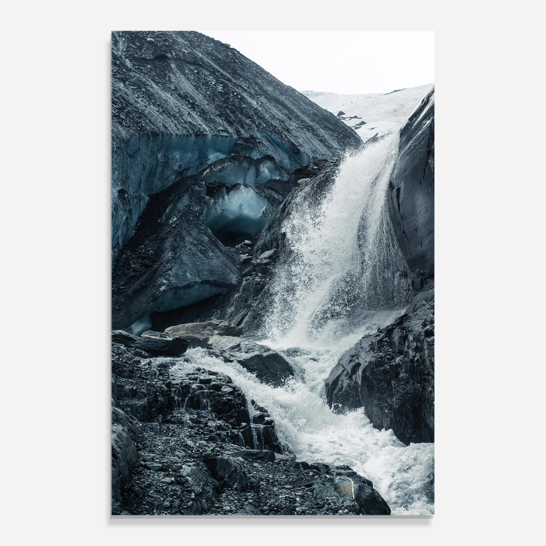 Glasbild Blue Rocks Waterfall mockup 0