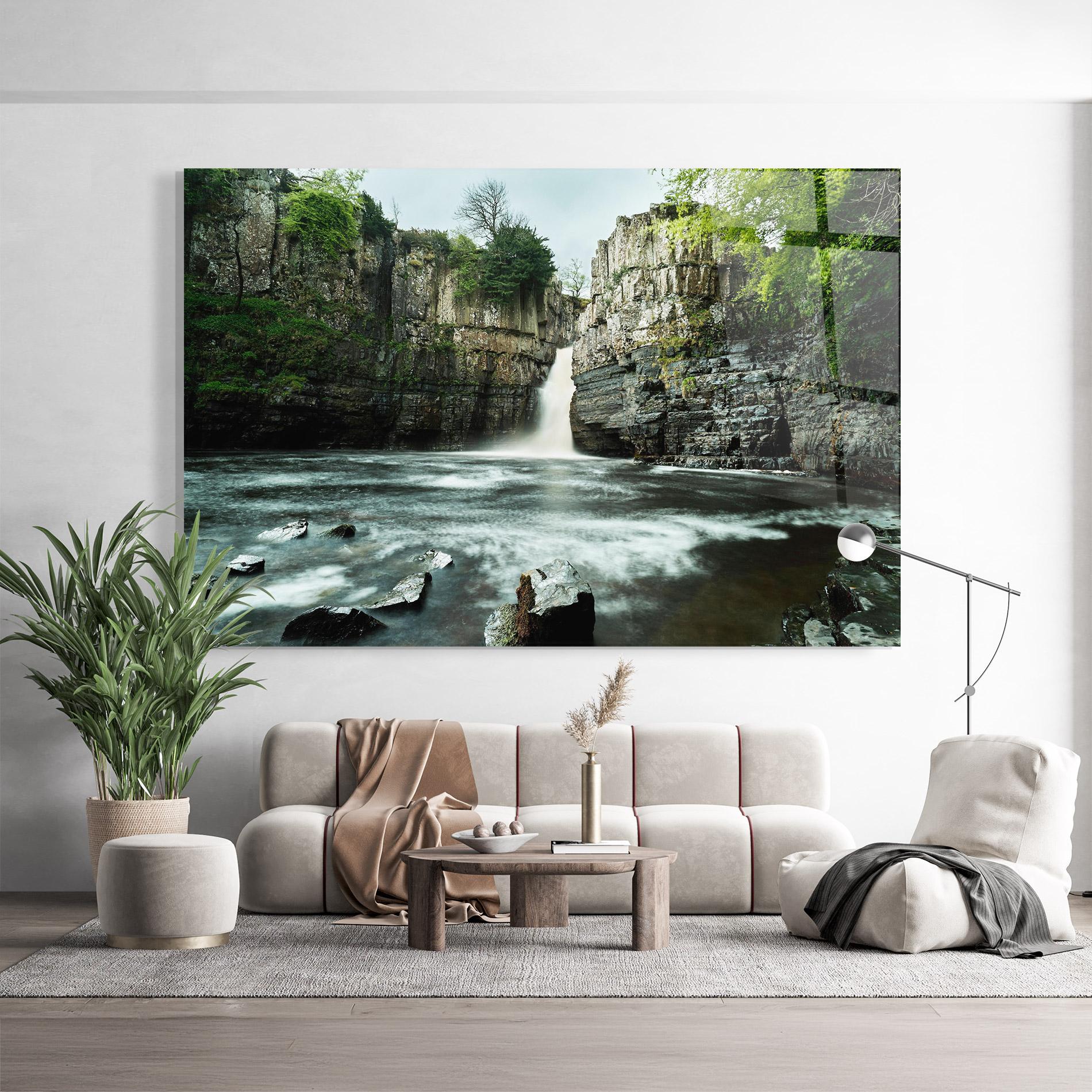 Glasbild Beautiful Water Falling mockup 9