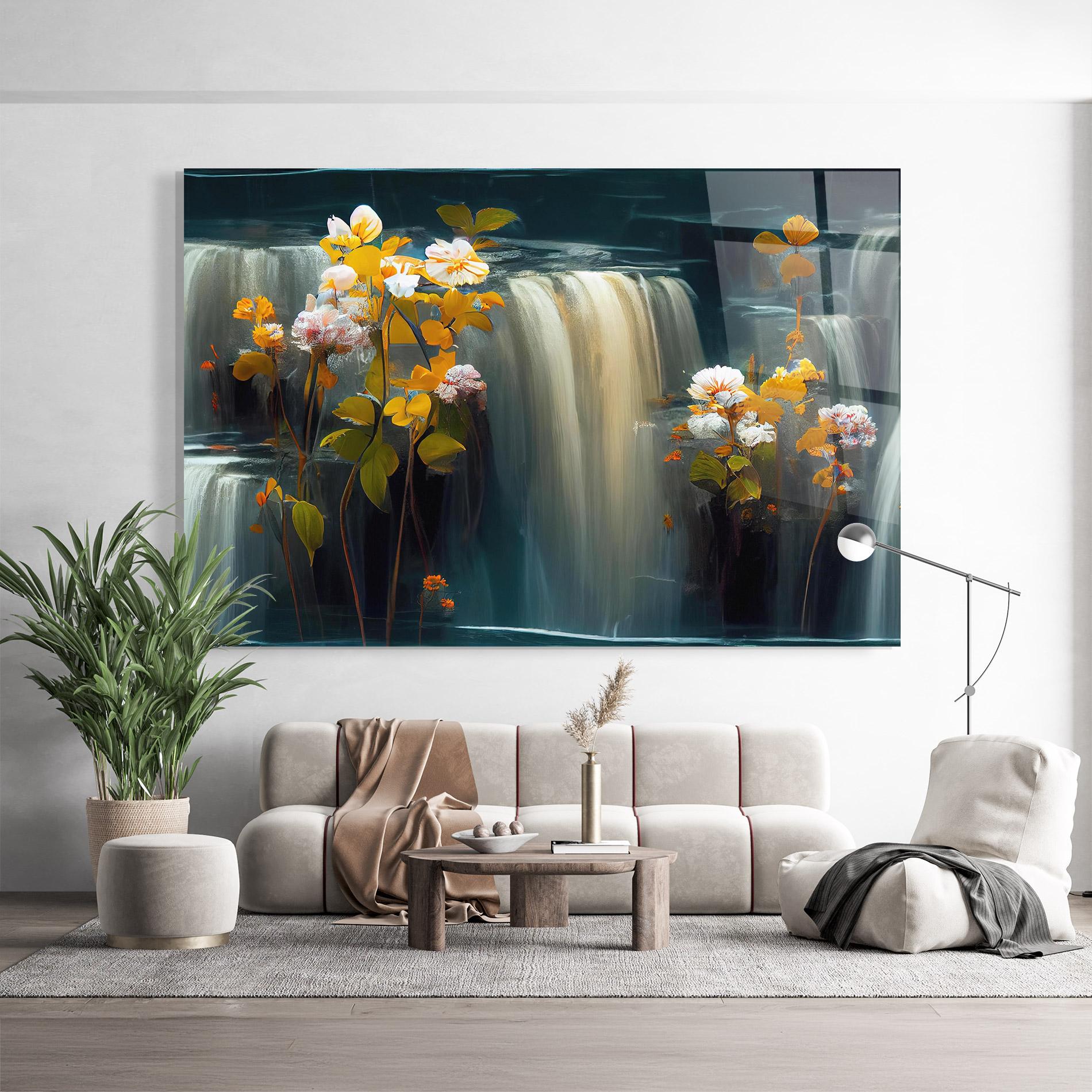 Glasbild Flowers Waterfall mockup 9