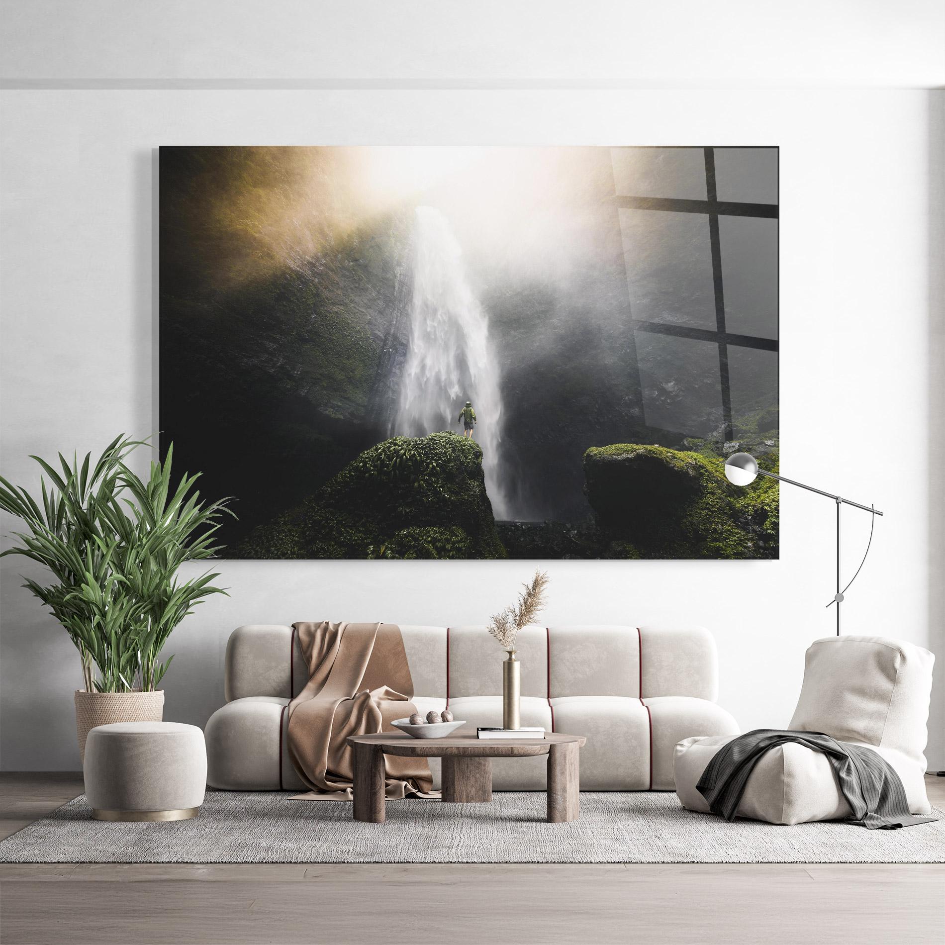 Glasbild Green Man Waterfall mockup 9