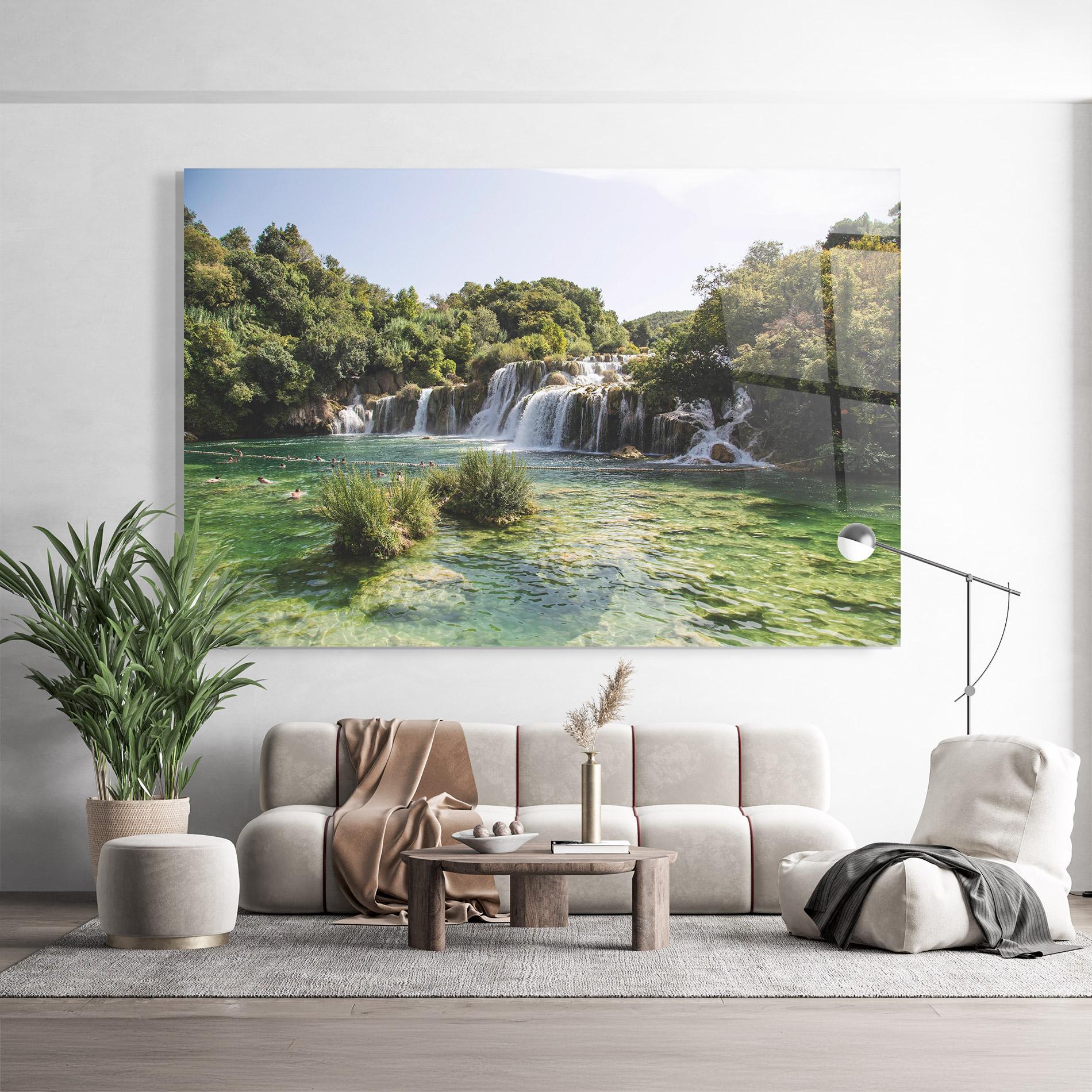 Glasbild Green Waterfall mockup 9