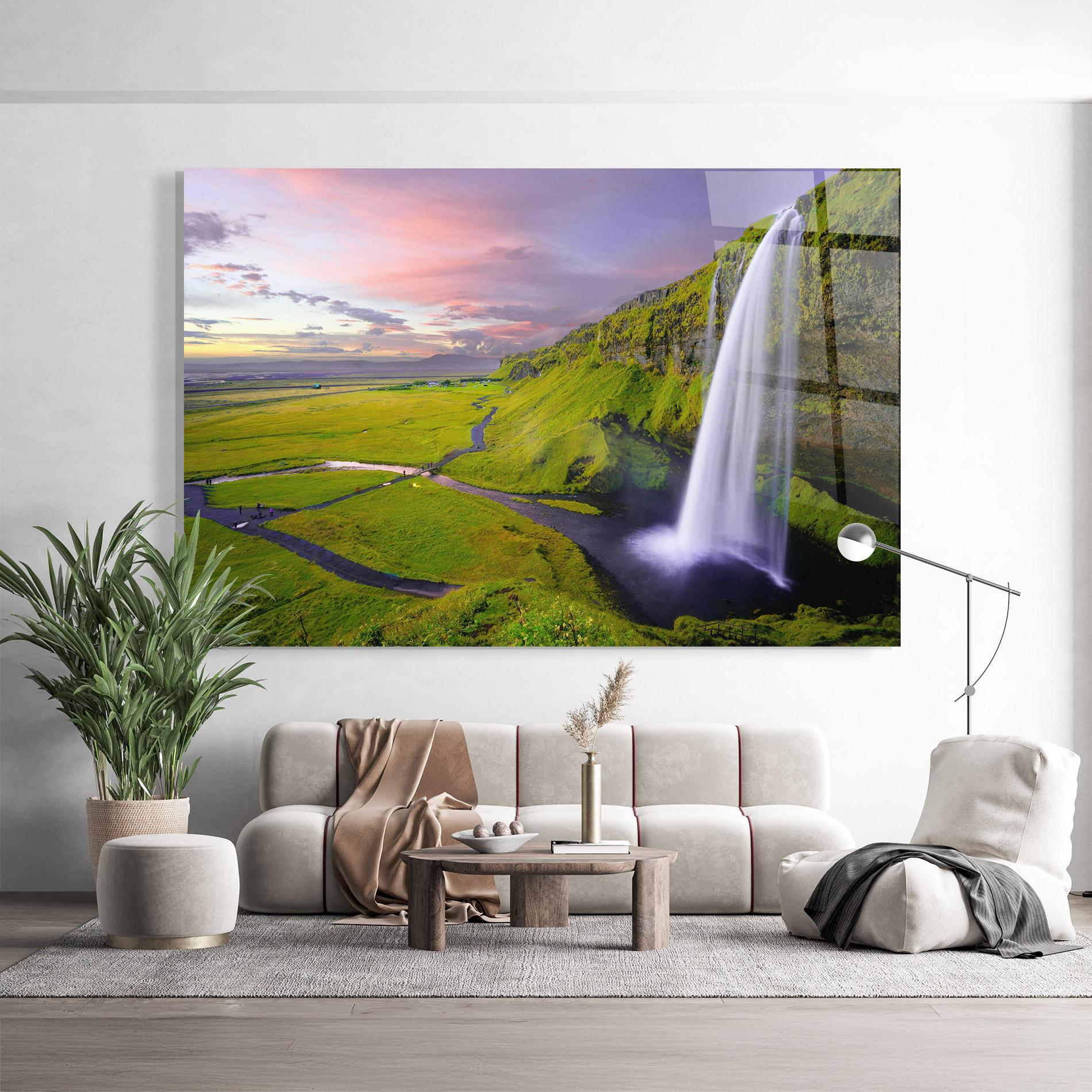 Glasbild Purple Sky Waterfall mockup 9