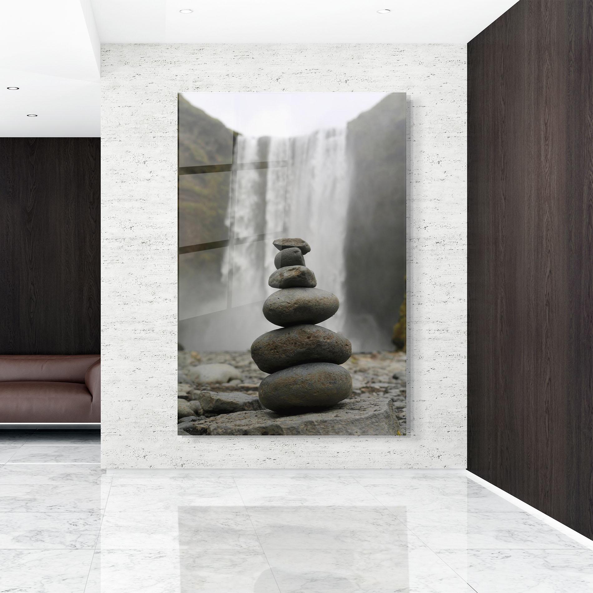 Glasbild Balanced Rocks Waterfall mockup 9