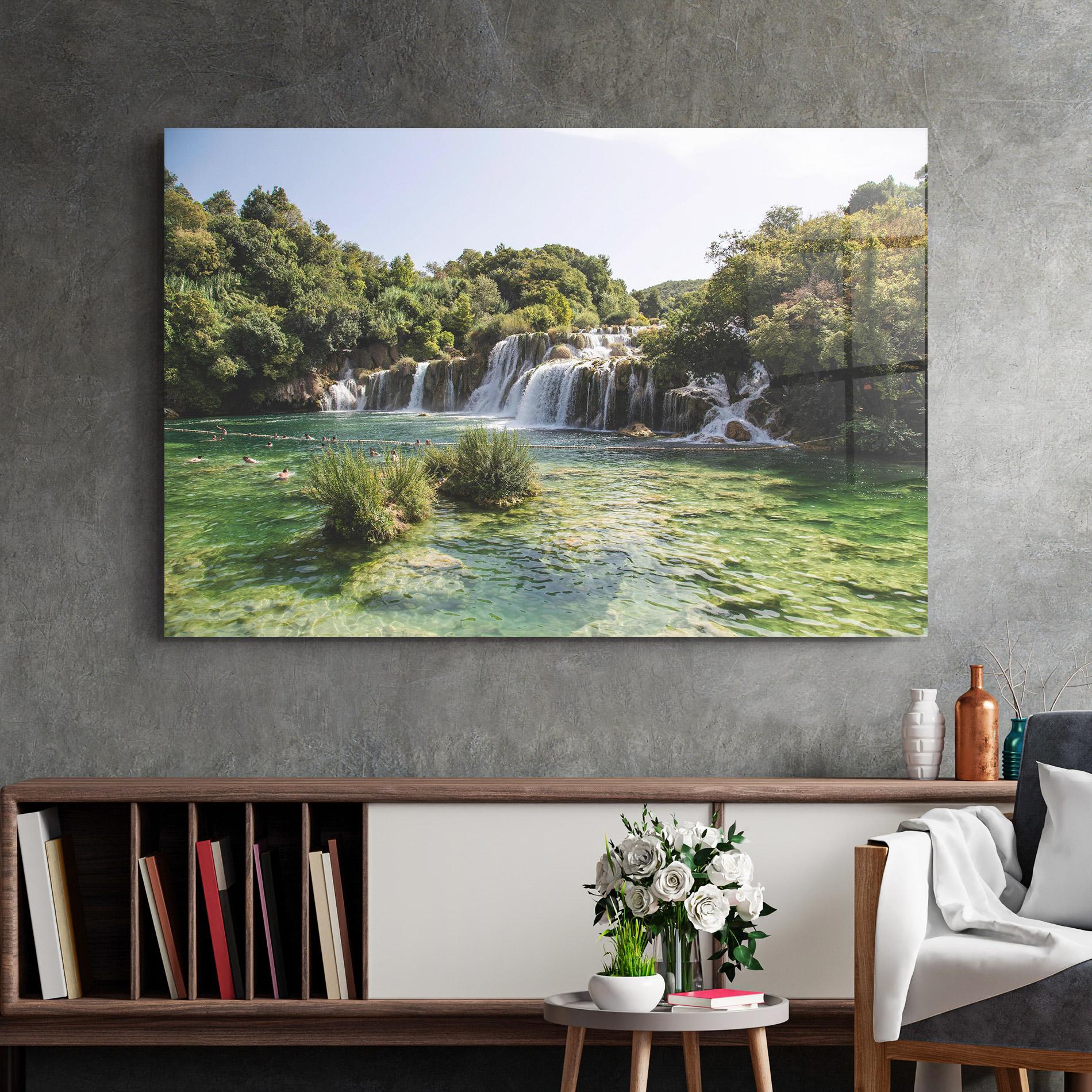 Glasbild Green Waterfall mockup 2