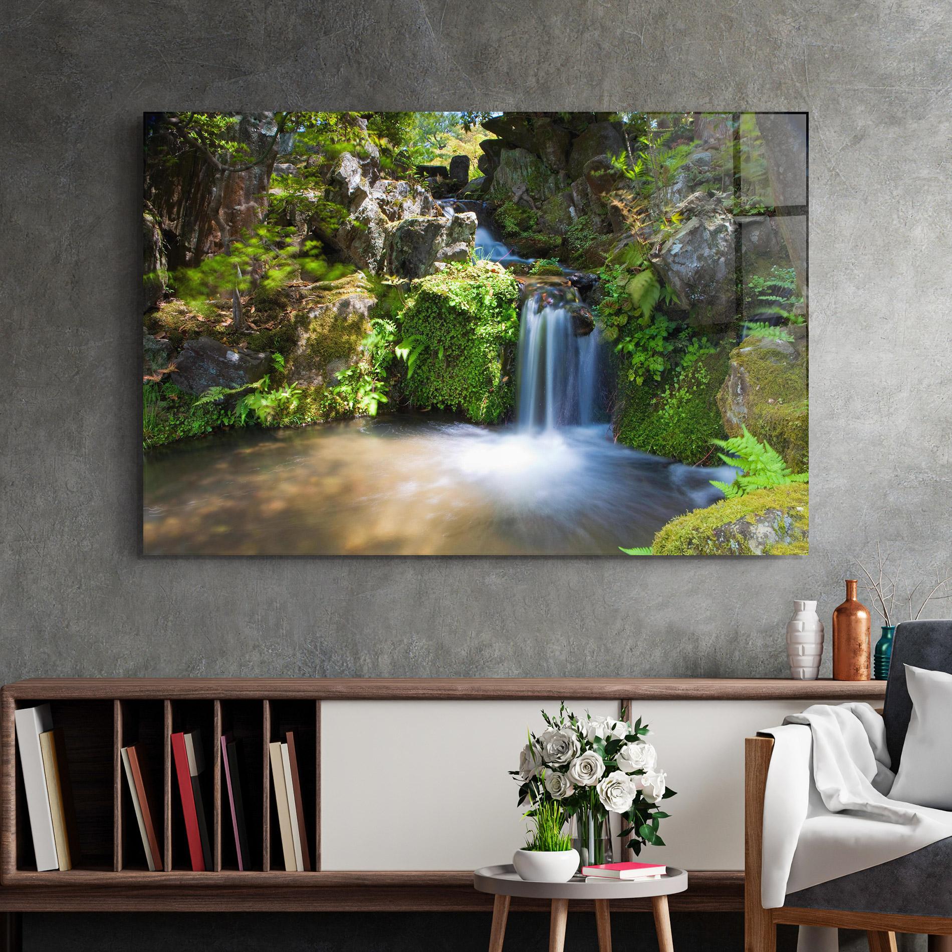 Glasbild Jungle View Waterfall mockup 2