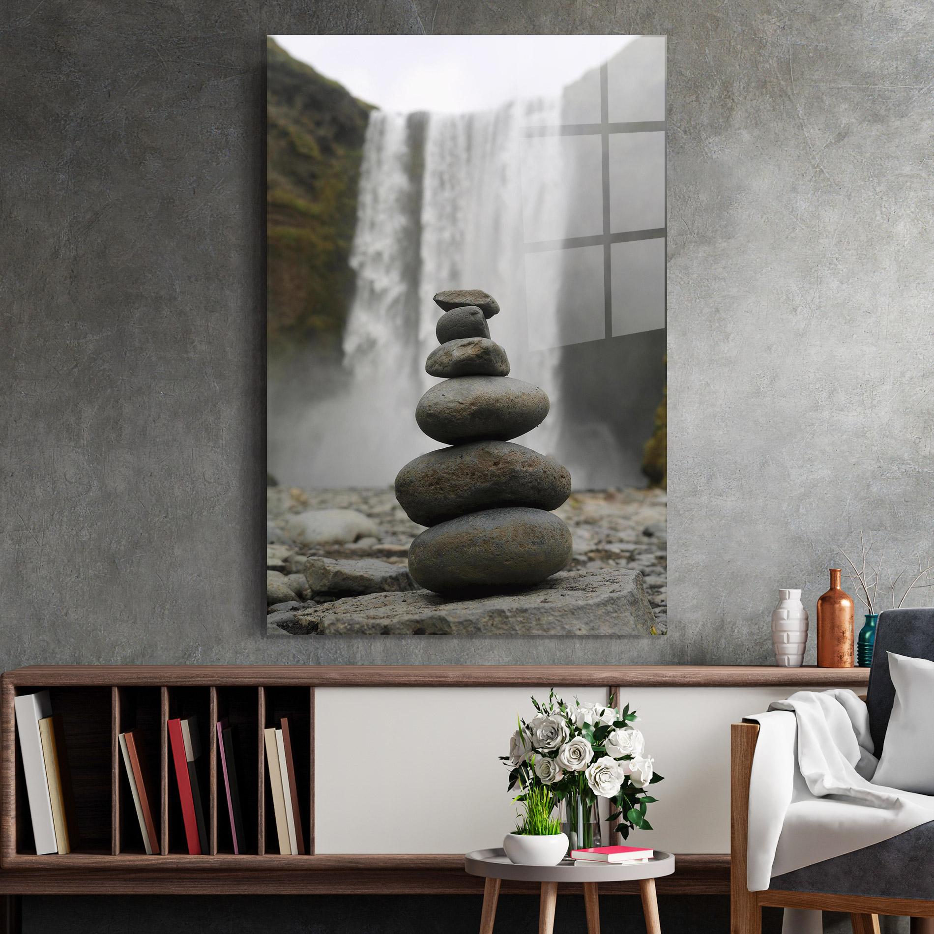 Glasbild Balanced Rocks Waterfall mockup 2