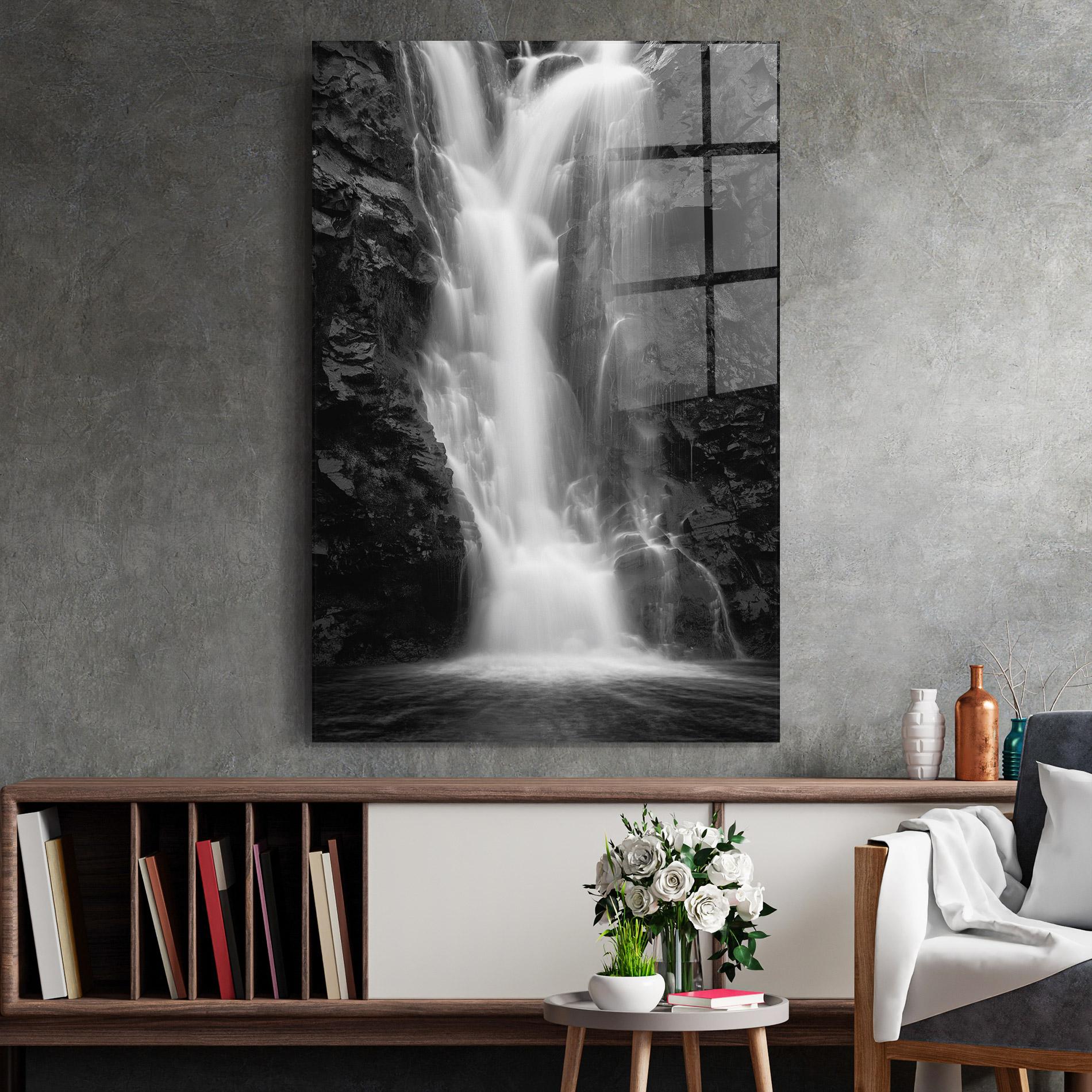 Glasbild Black Rock Waterfall View mockup 2