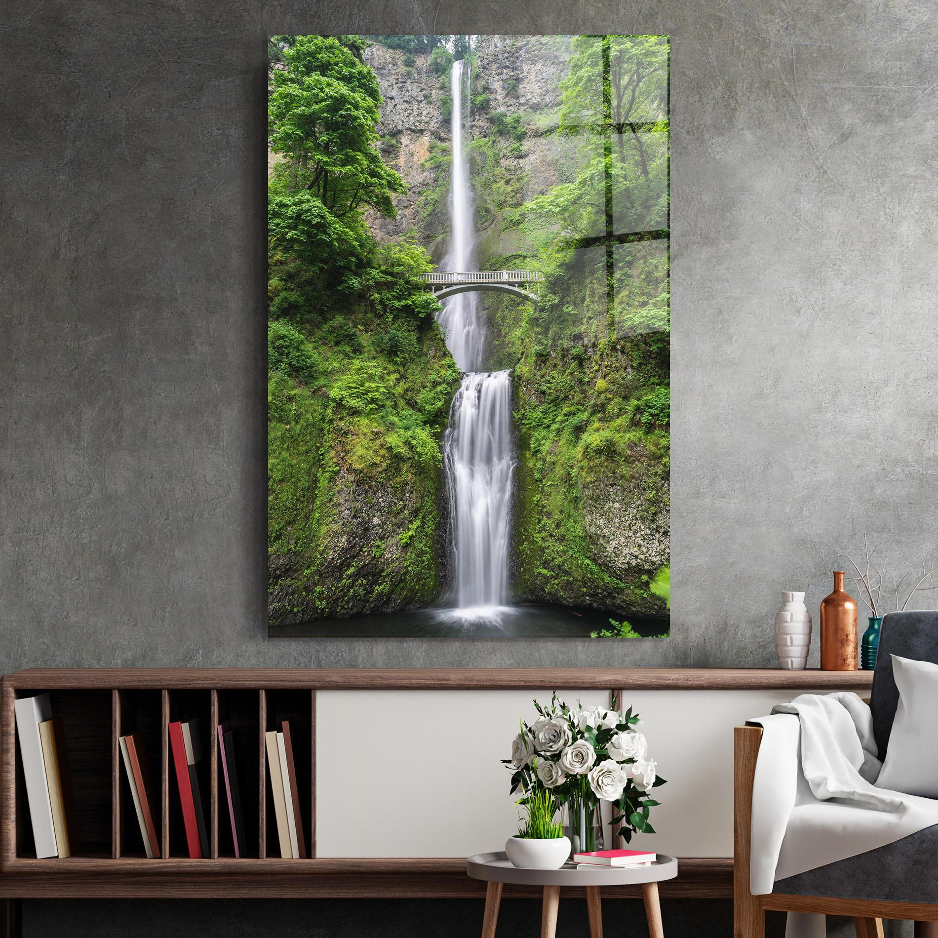 Glasbild Green Leaves Bridge View mockup 2