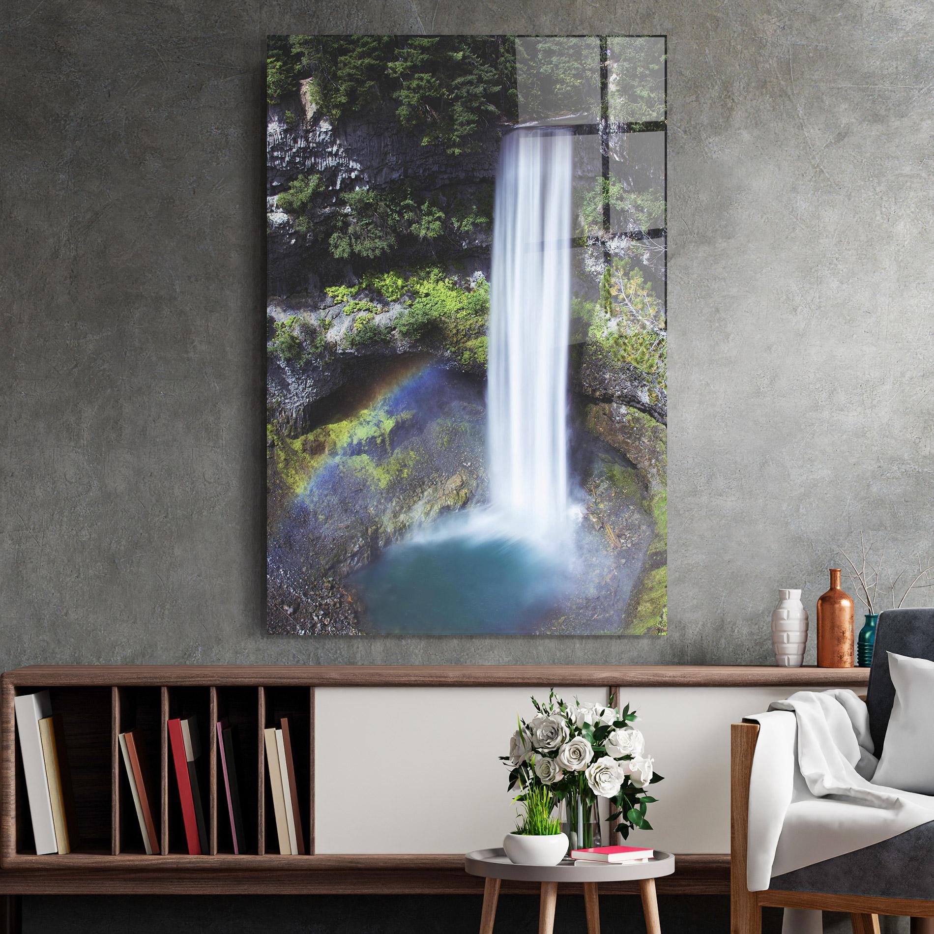Glasbild Pretty Rainbow Waterfall mockup 2