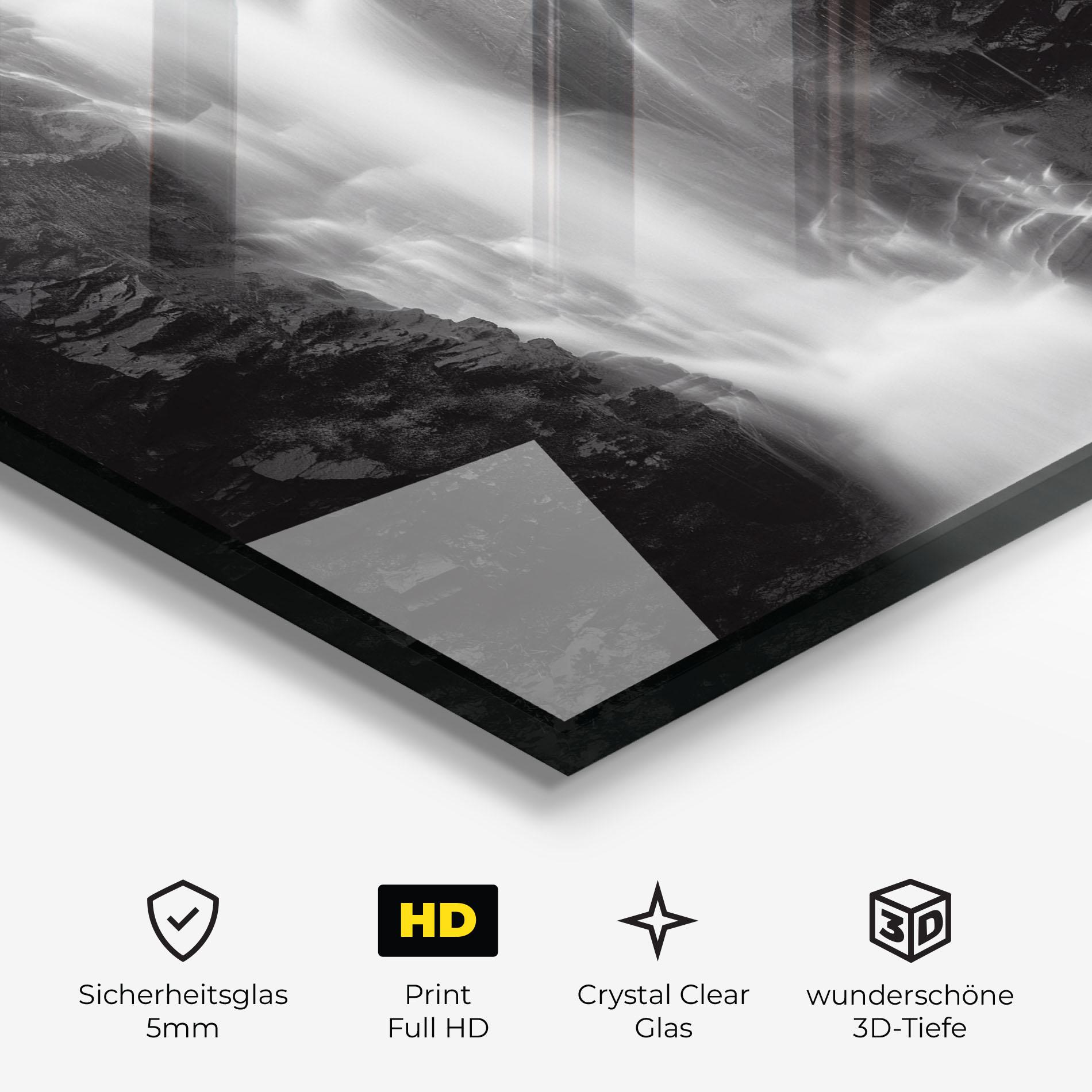 Glasbild Black Rock Waterfall View mockup 3