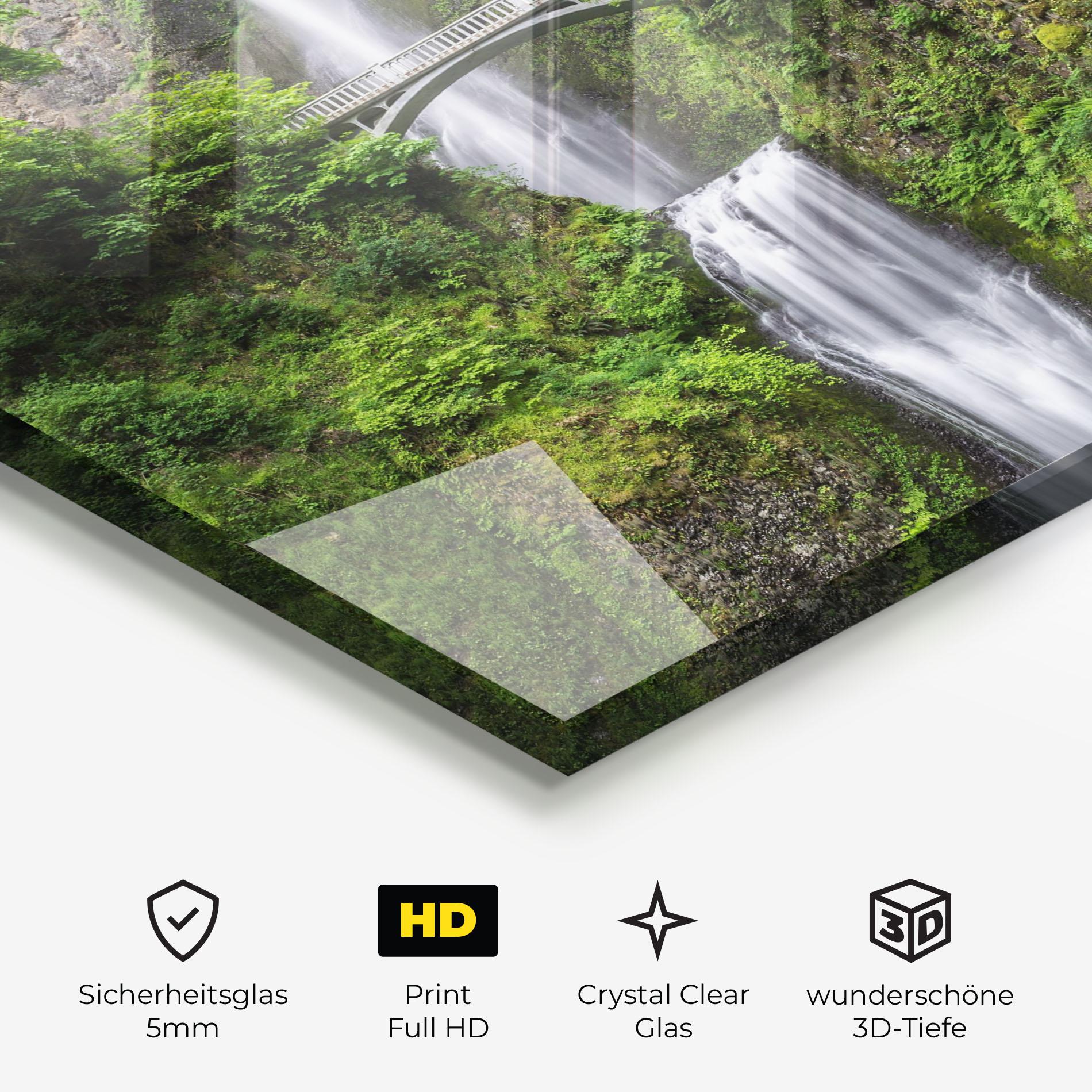 Glasbild Green Leaves Bridge View mockup 3