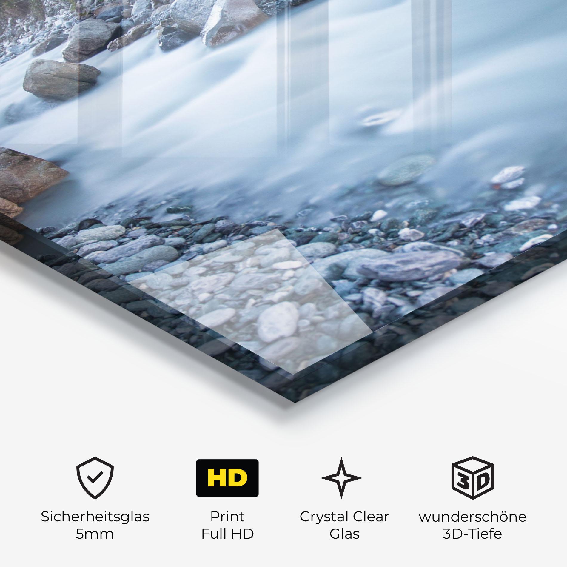 Glasbild Grey Water Falling mockup 3