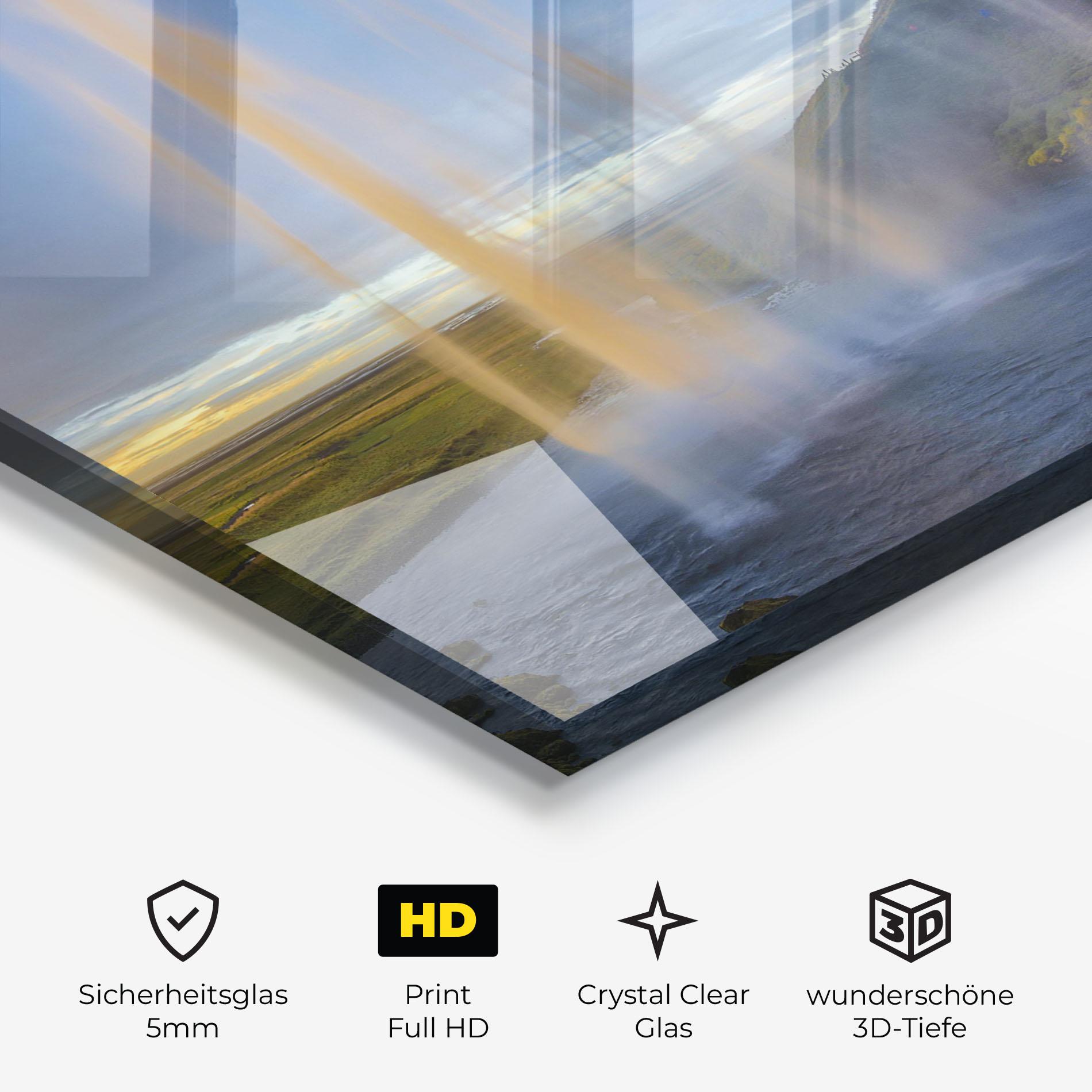 Glasbild Orange Waterfall mockup 3