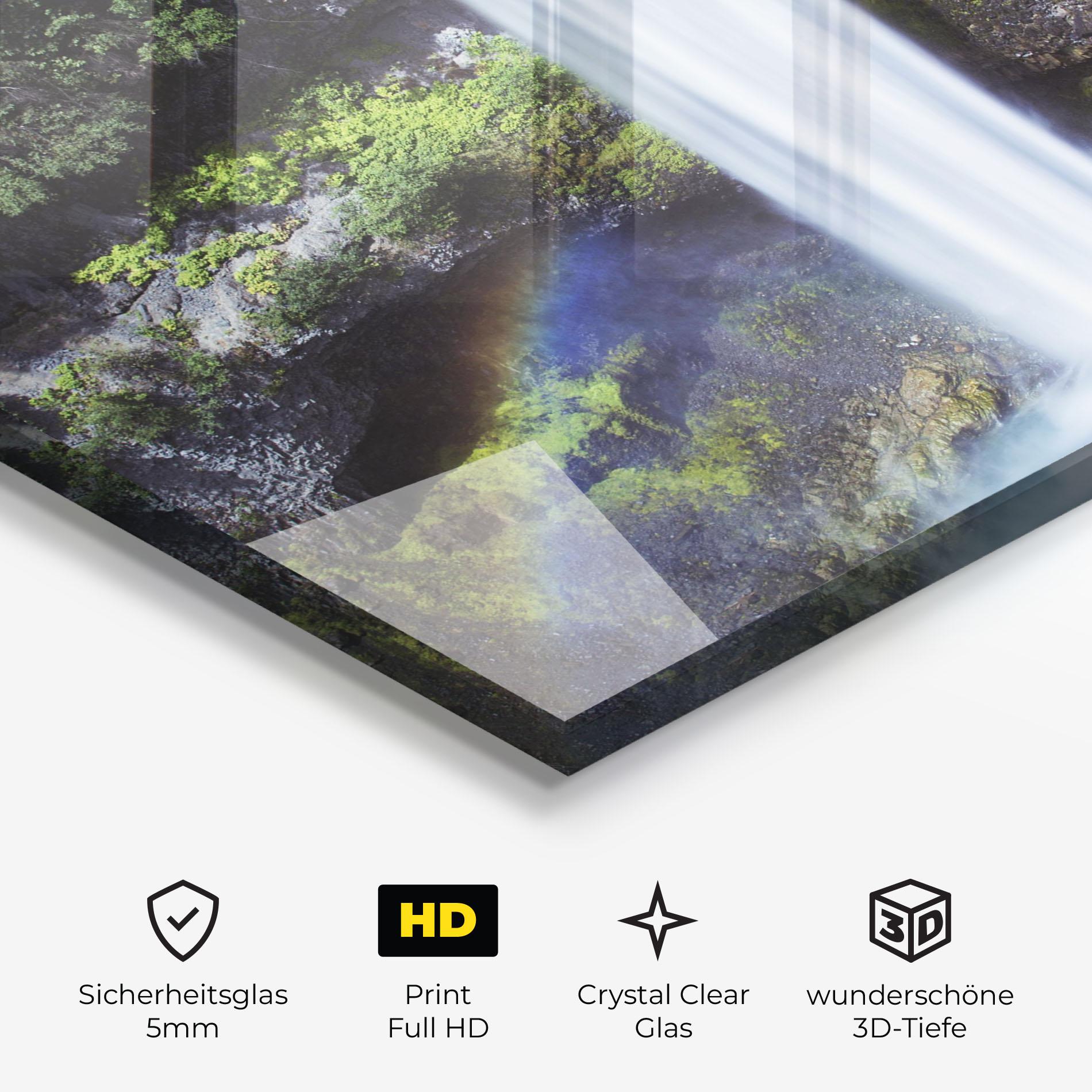 Glasbild Pretty Rainbow Waterfall mockup 3