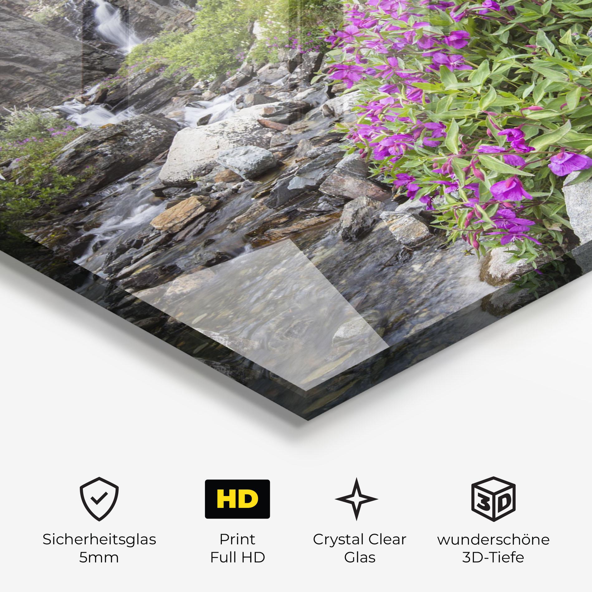 Glasbild Purple Flowers Waterfall mockup 3