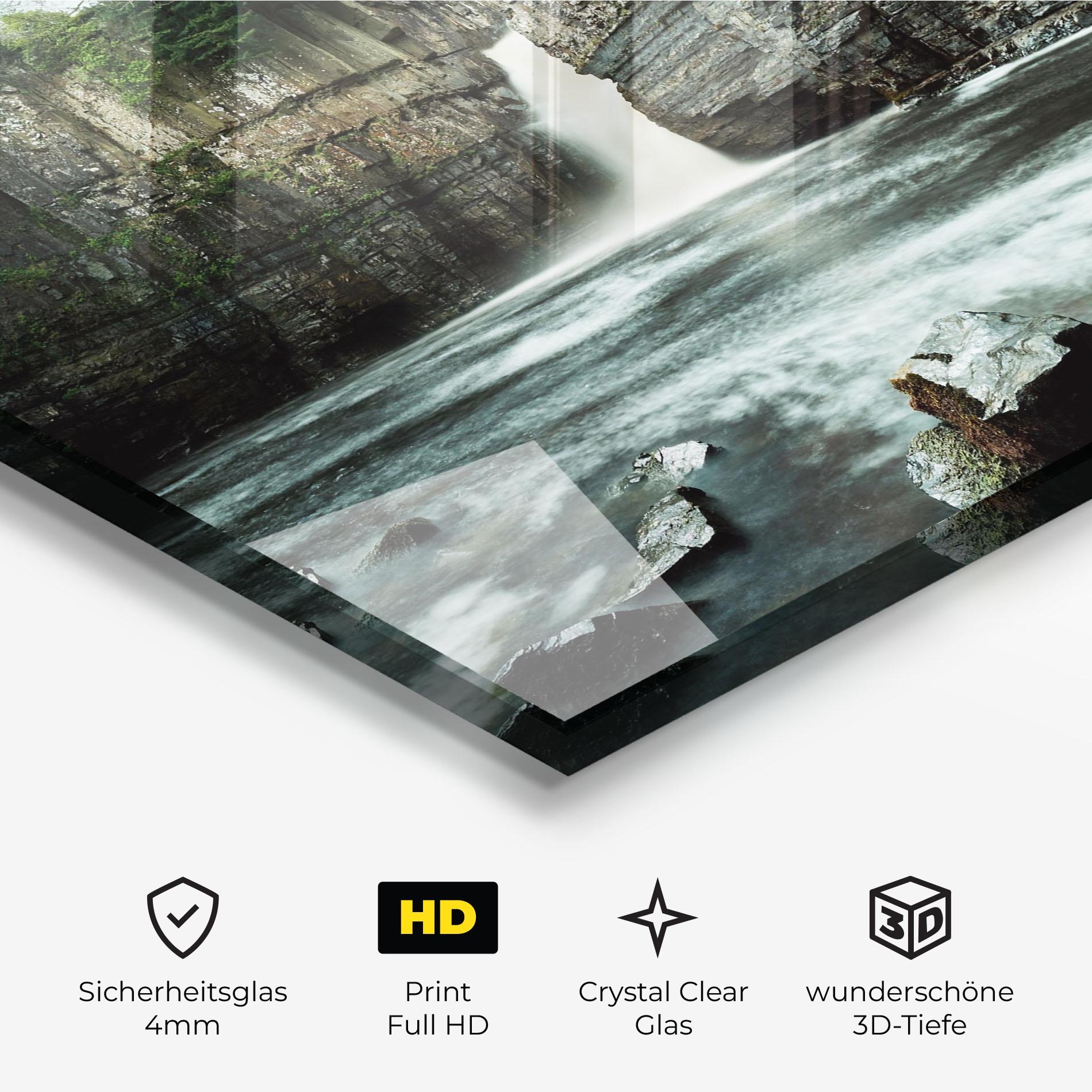 Glasbild Beautiful Water Falling mockup 3