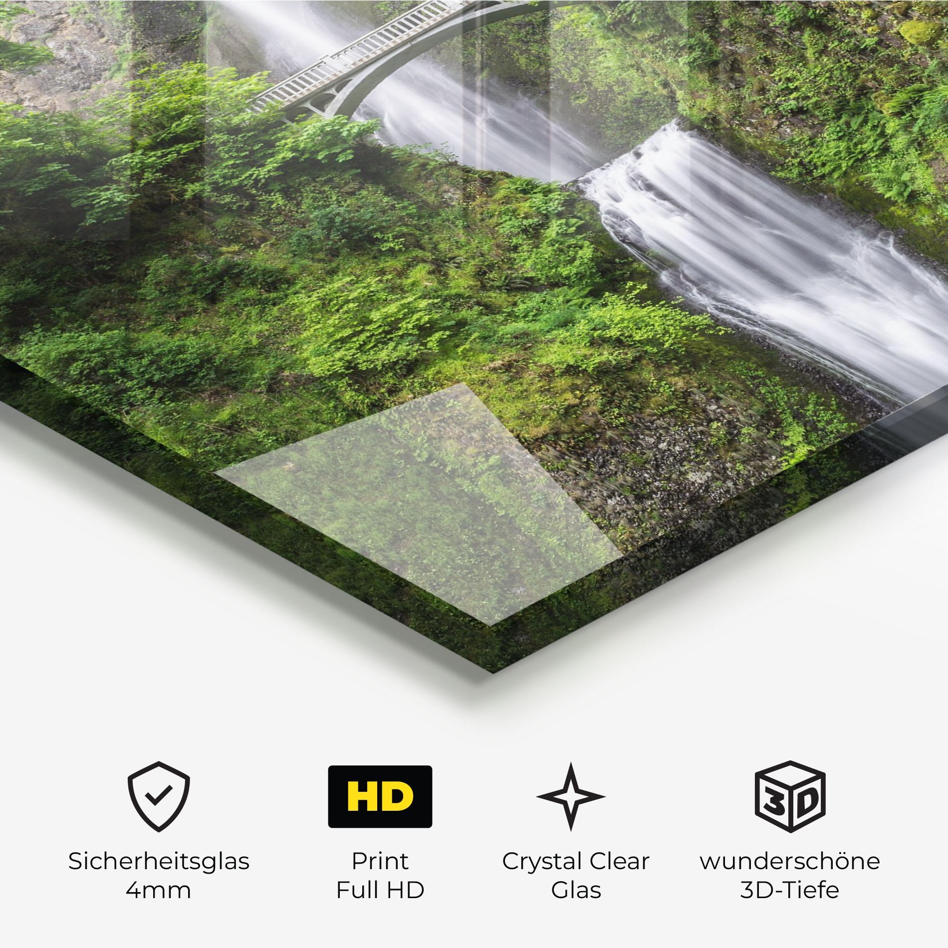 Glasbild Green Leaves Bridge View mockup 3