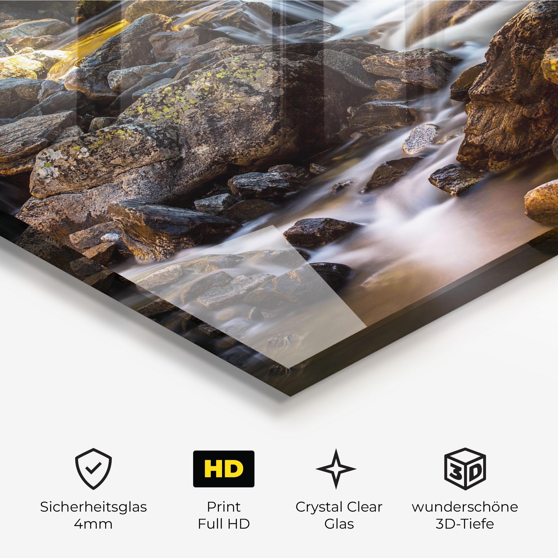 Glasbild Nature Rocks Waterfall mockup 3