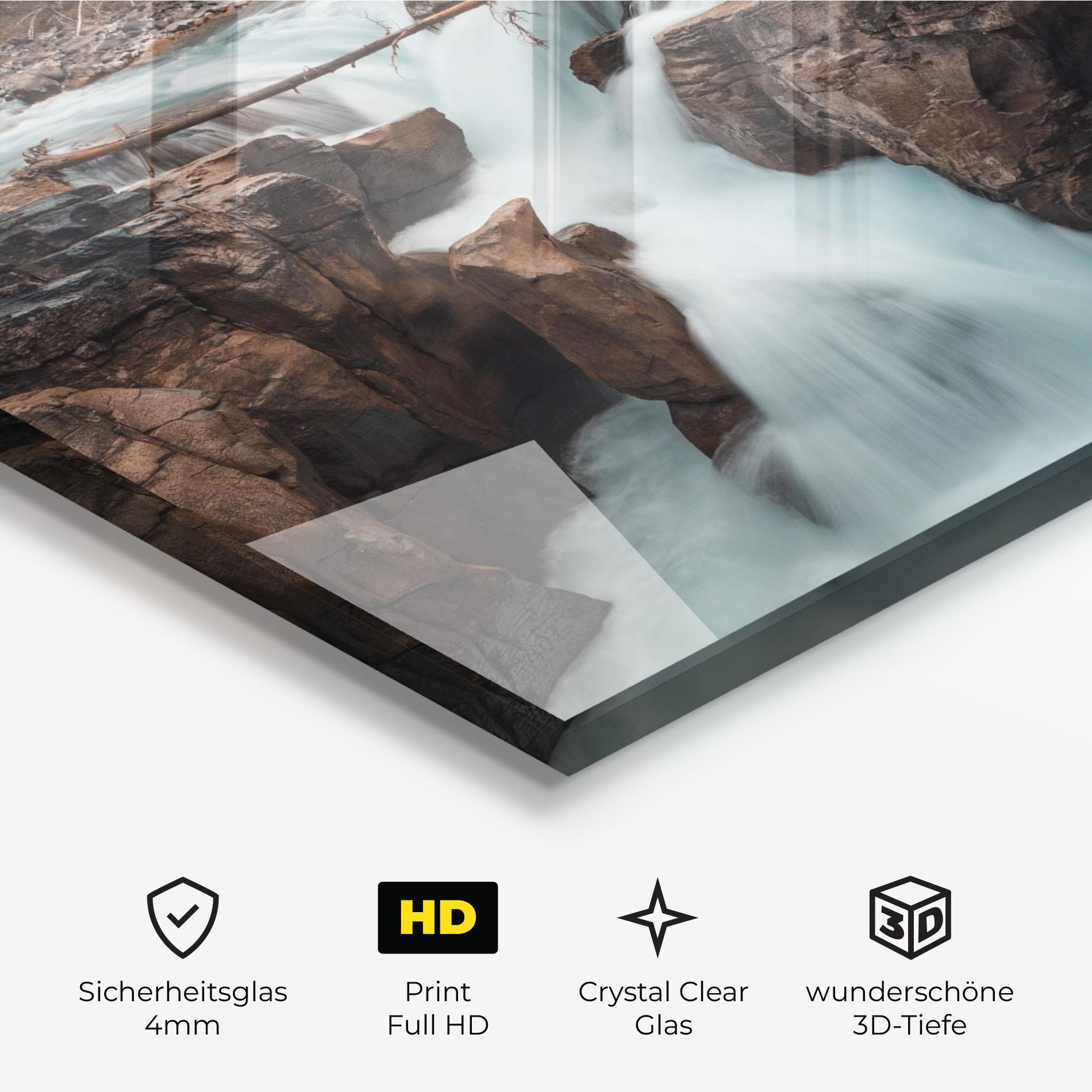 Glasbild Orange Trees Waterfall mockup 3