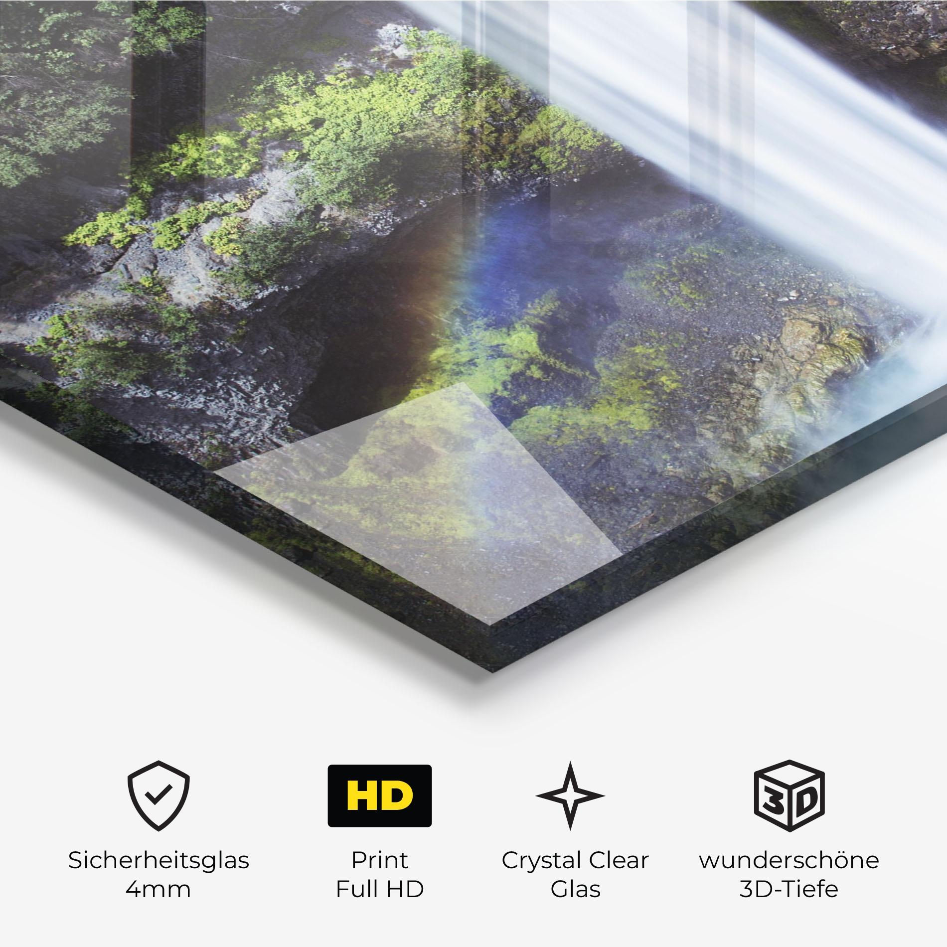 Glasbild Pretty Rainbow Waterfall mockup 3