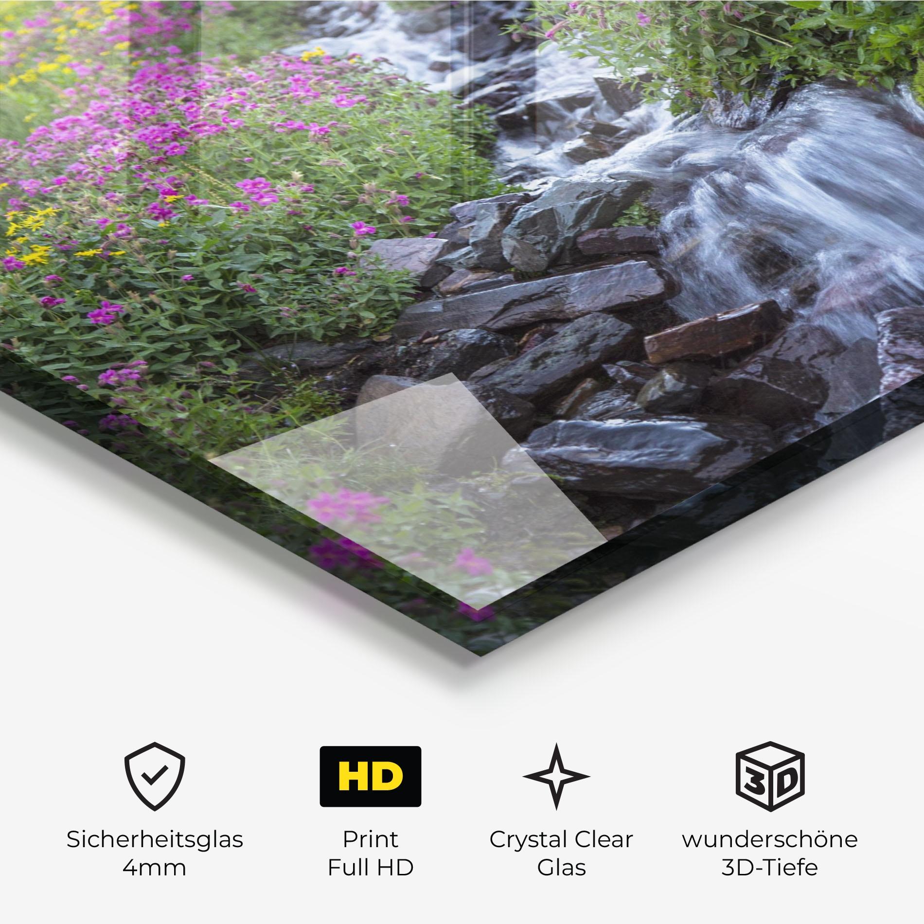 Glasbild Purple Field Waterfall mockup 3