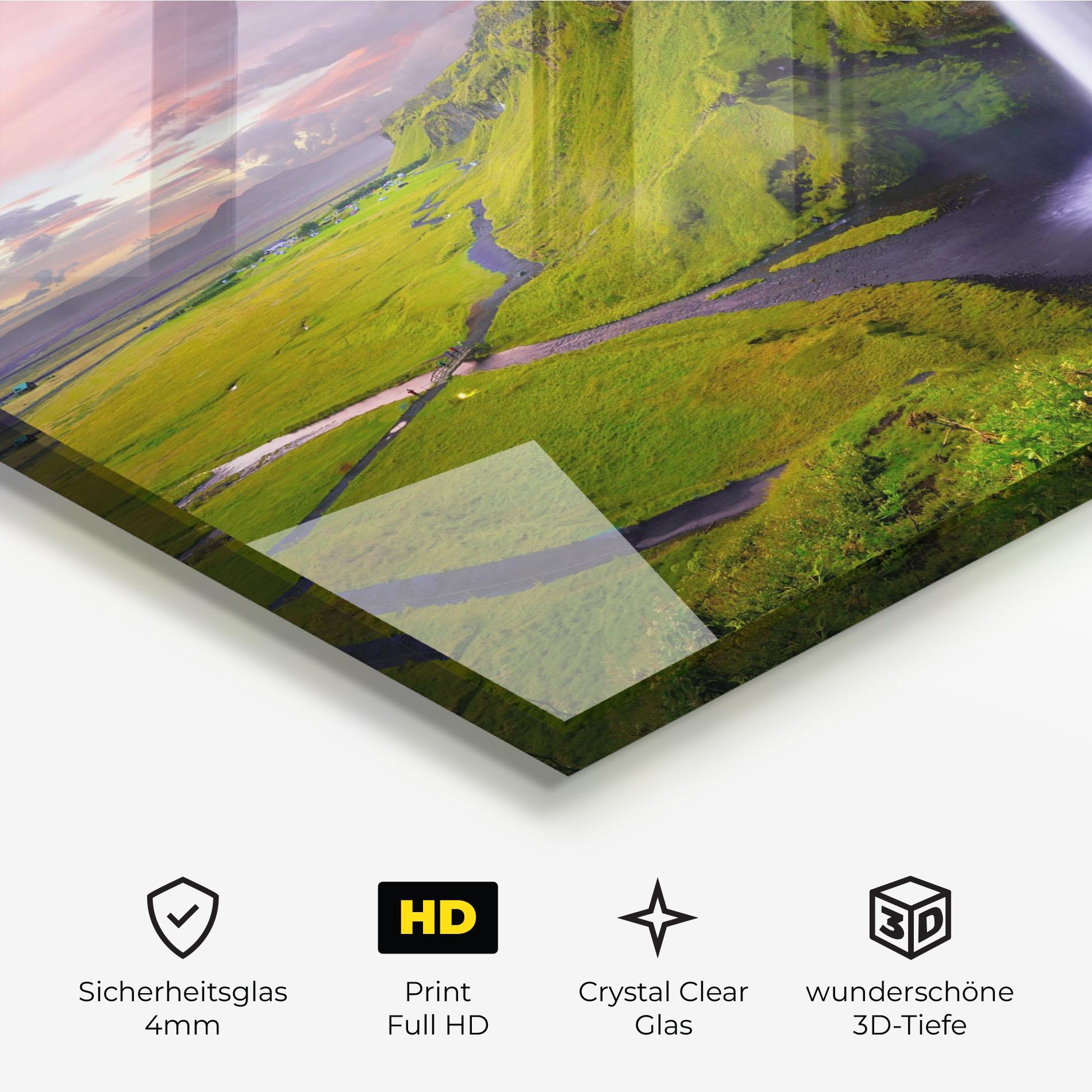 Glasbild Purple Sky Waterfall mockup 3