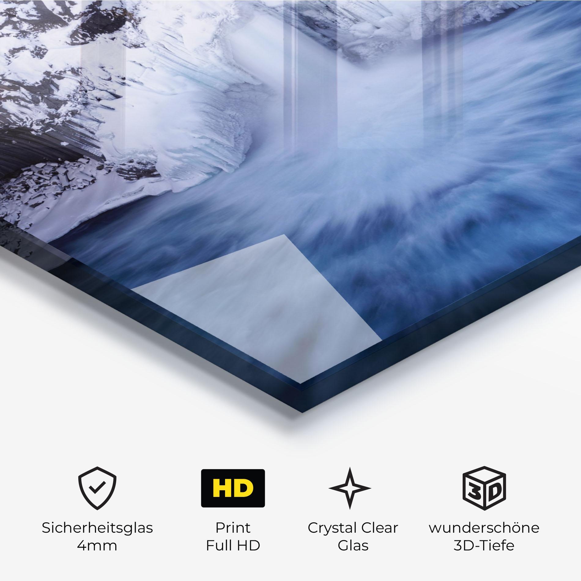 Glasbild Snow Waterfall mockup 3