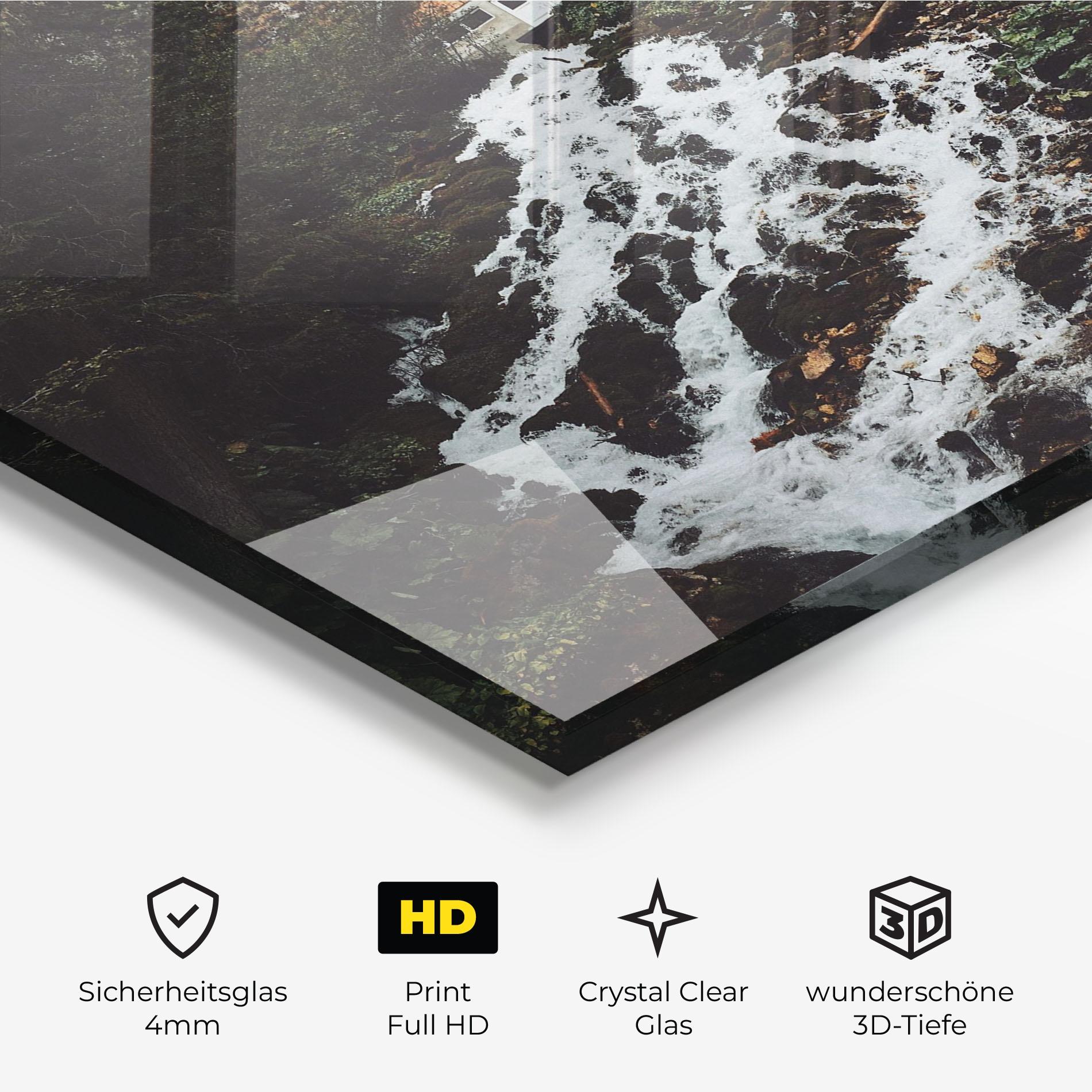 Glasbild Waterfall From Home mockup 3