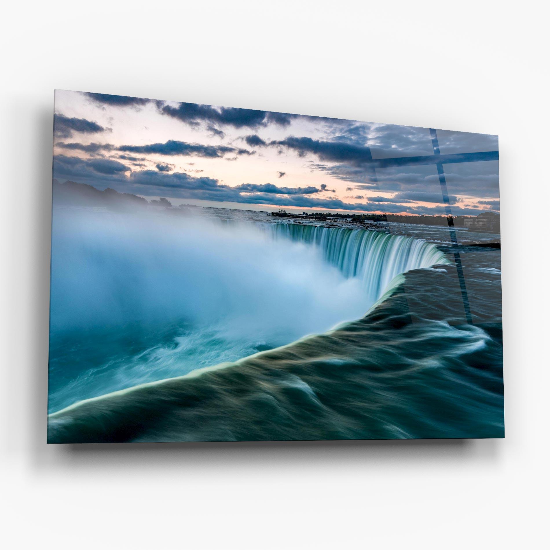 Glasbild Blue Dreamy Waterfall mockup 6
