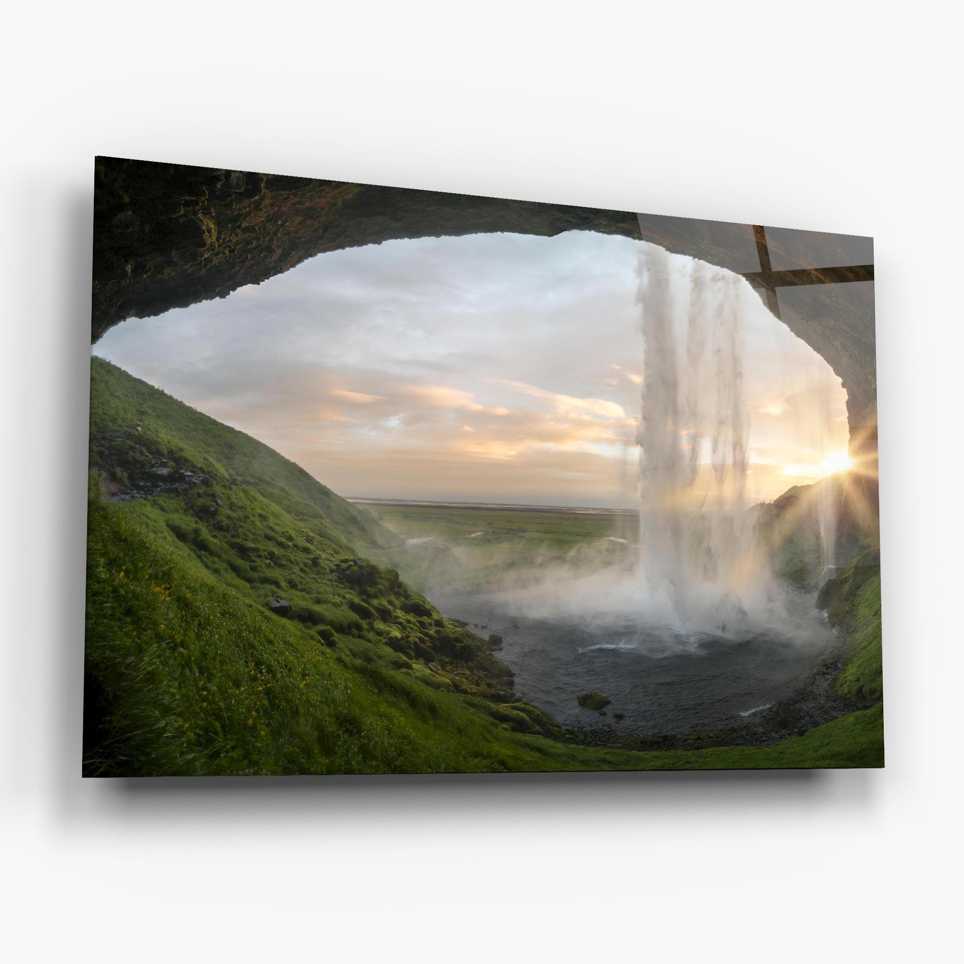 Glasbild Cave Waterfall mockup 6