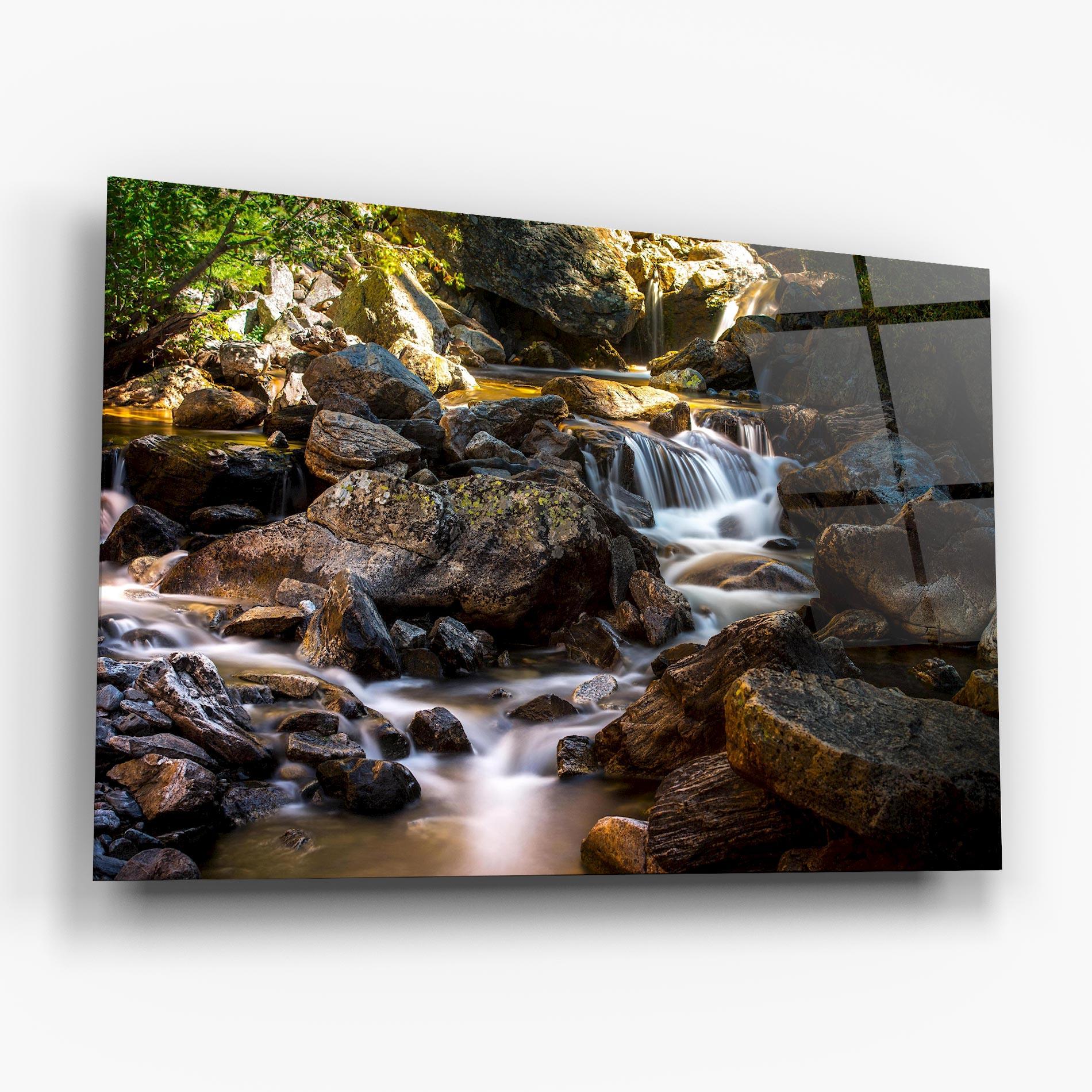 Glasbild Nature Rocks Waterfall mockup 6