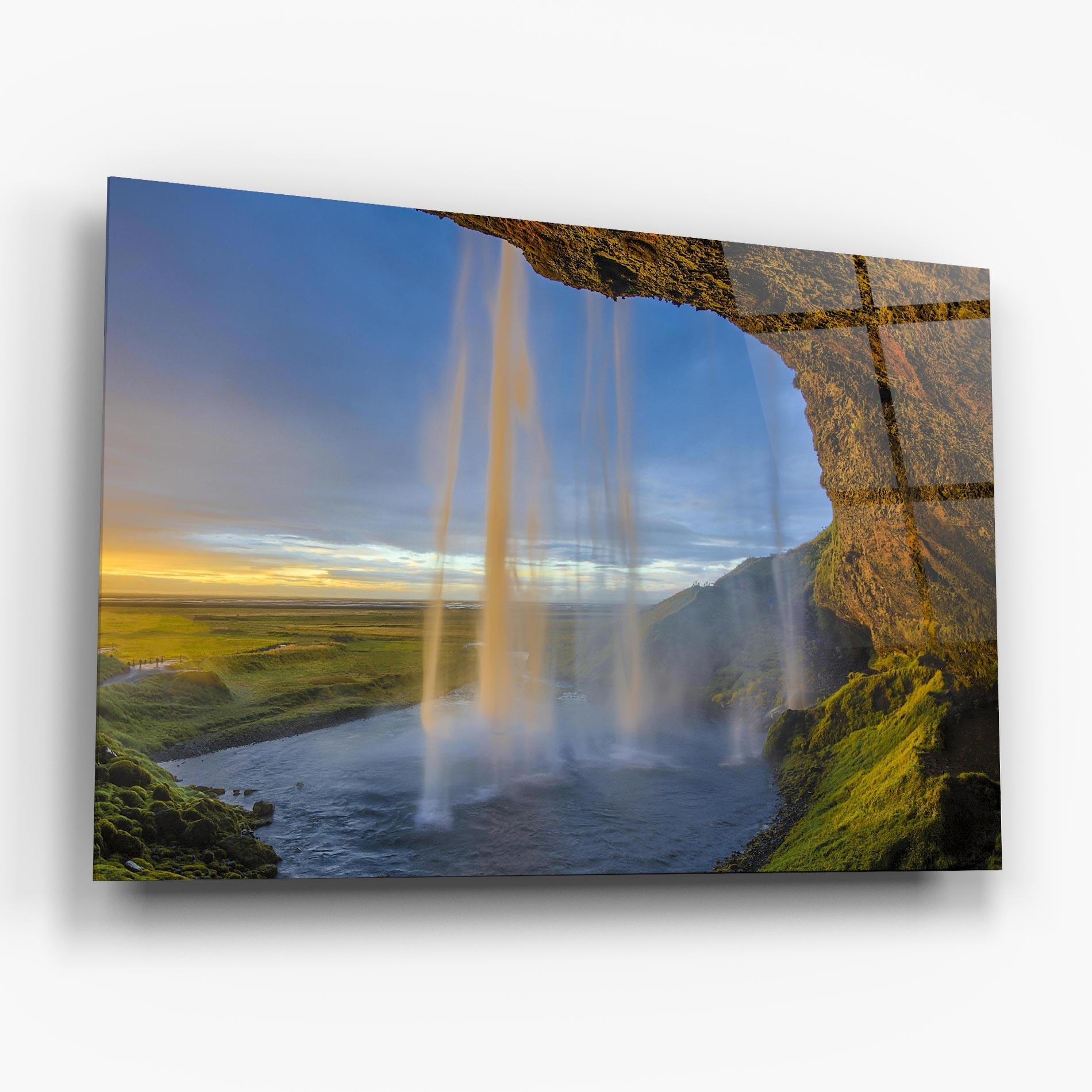Glasbild Orange Waterfall mockup 6