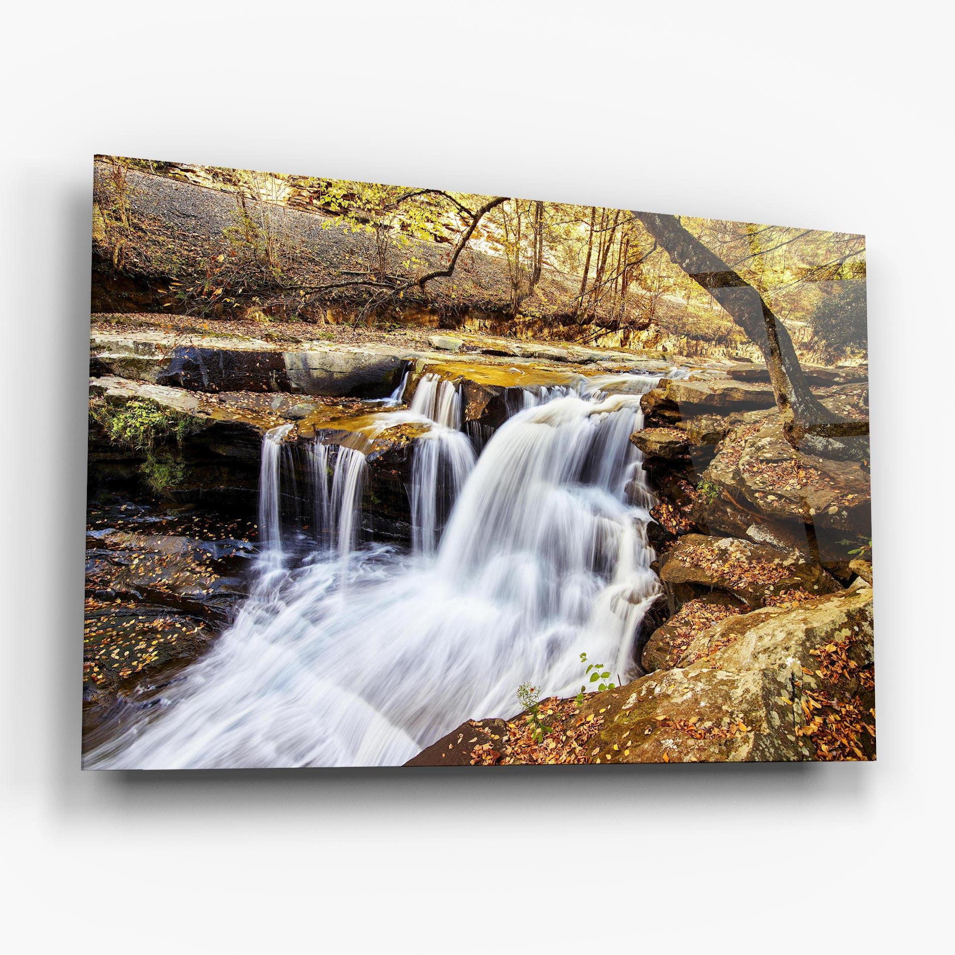 Glasbild Pretty Autumn Waterfall mockup 6