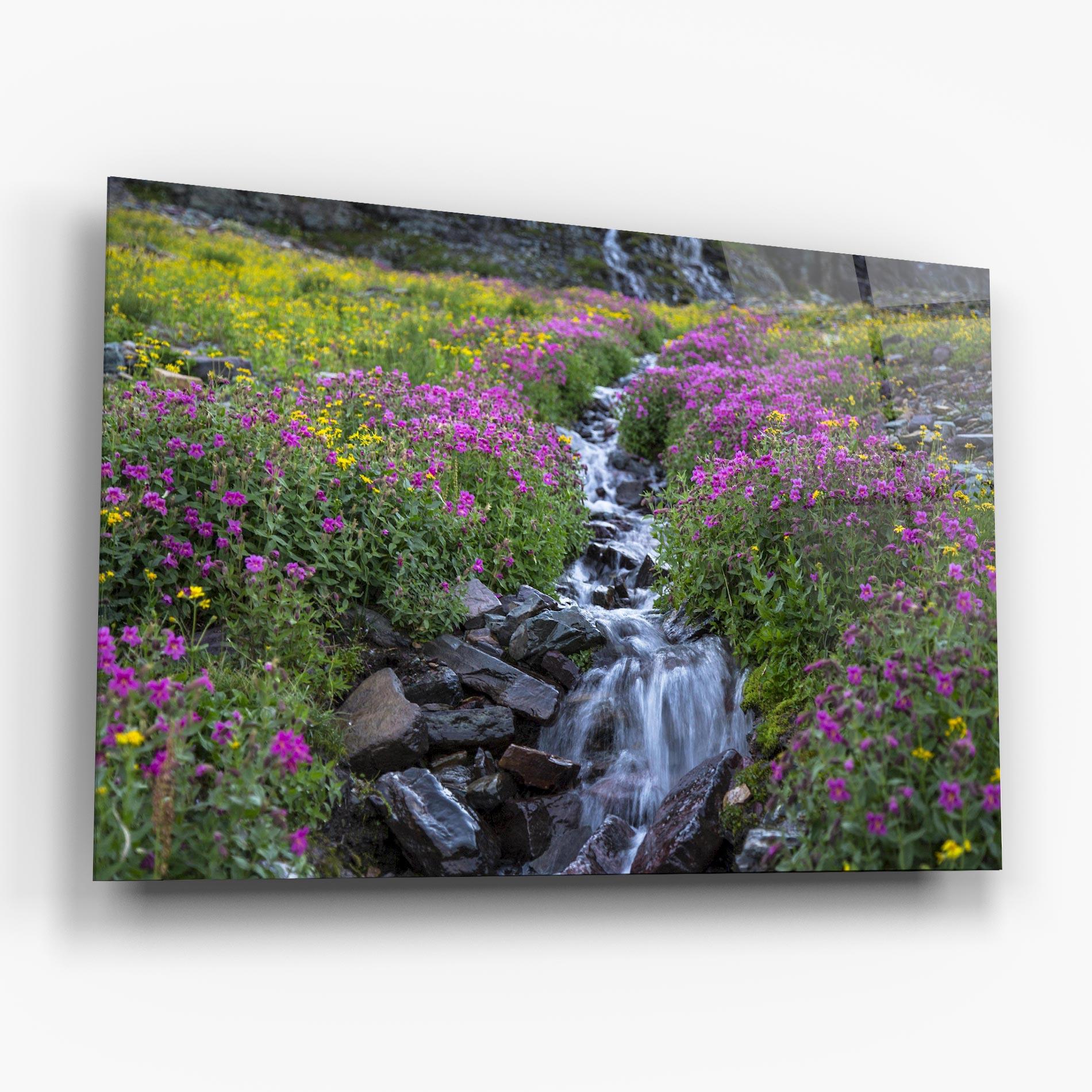 Glasbild Purple Field Waterfall mockup 6