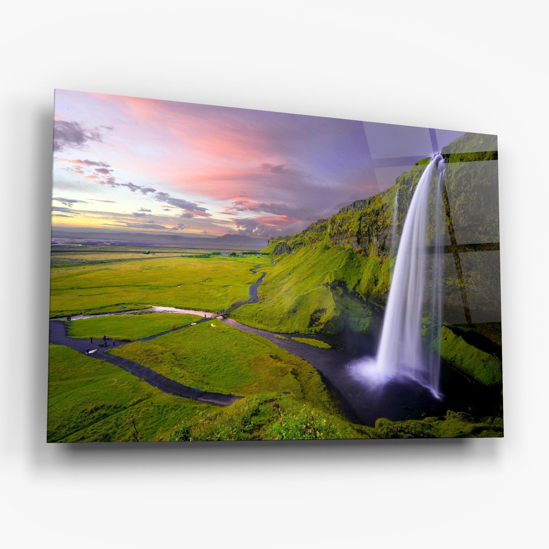 Glasbild Purple Sky Waterfall mockup 6