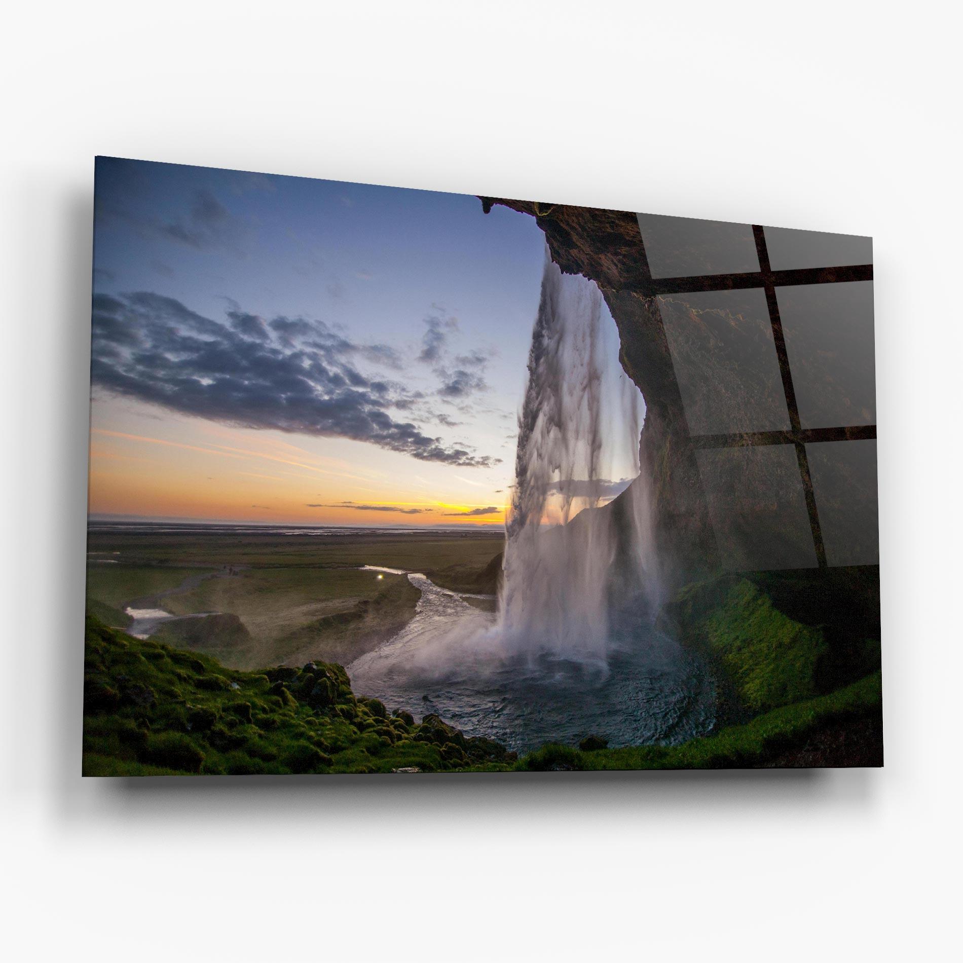 Glasbild Yellow Line Waterfall mockup 6