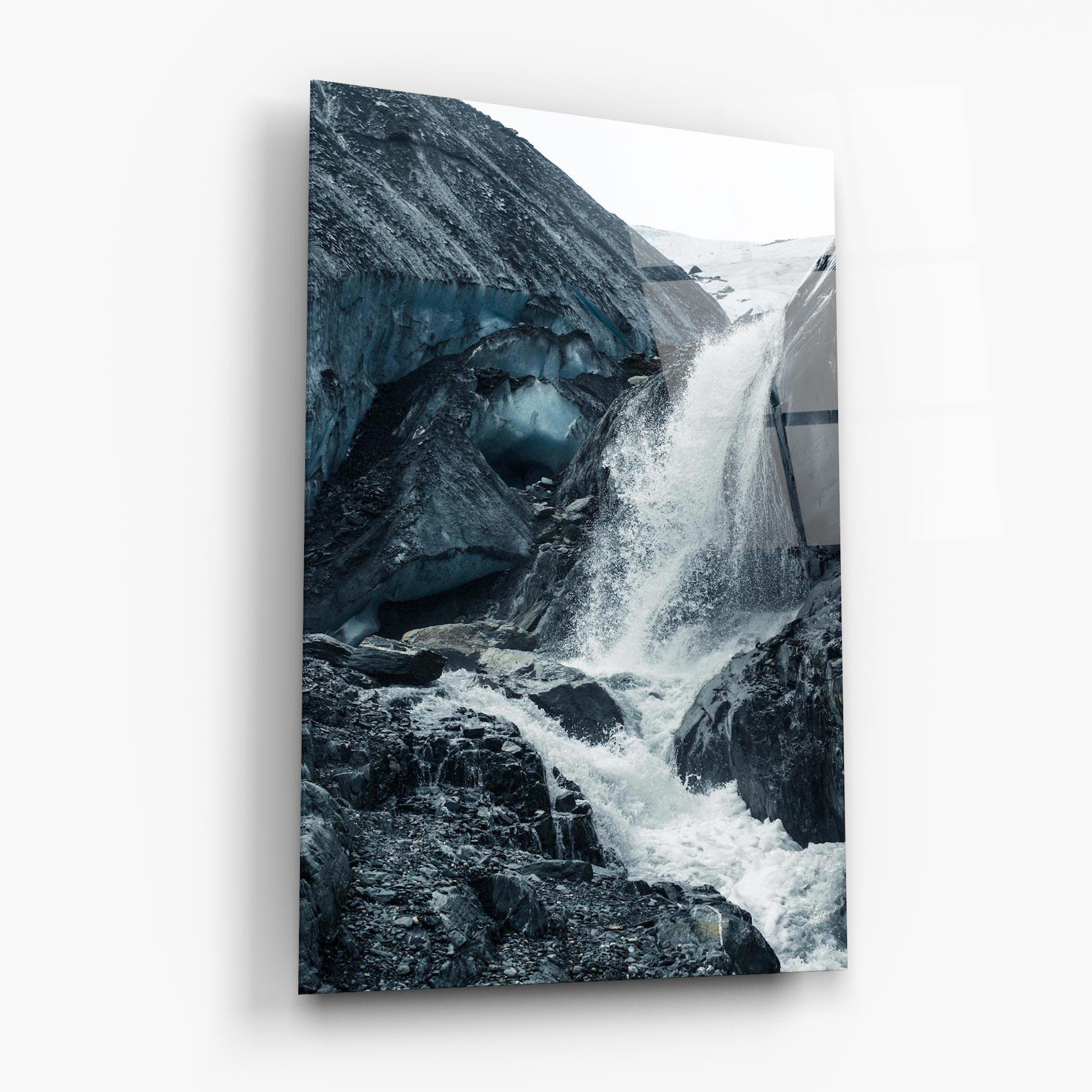 Glasbild Blue Rocks Waterfall mockup 6