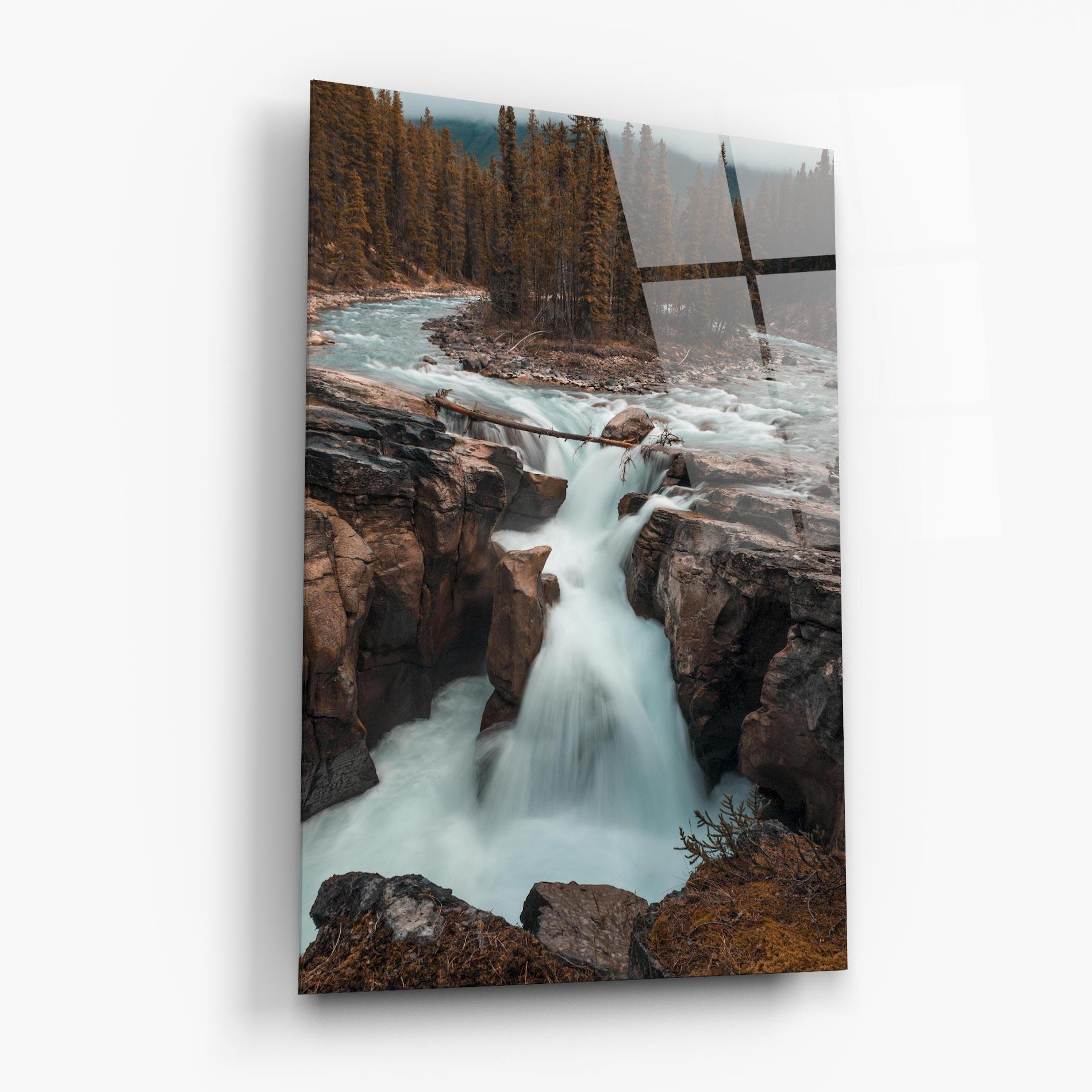 Glasbild Orange Trees Waterfall mockup 6
