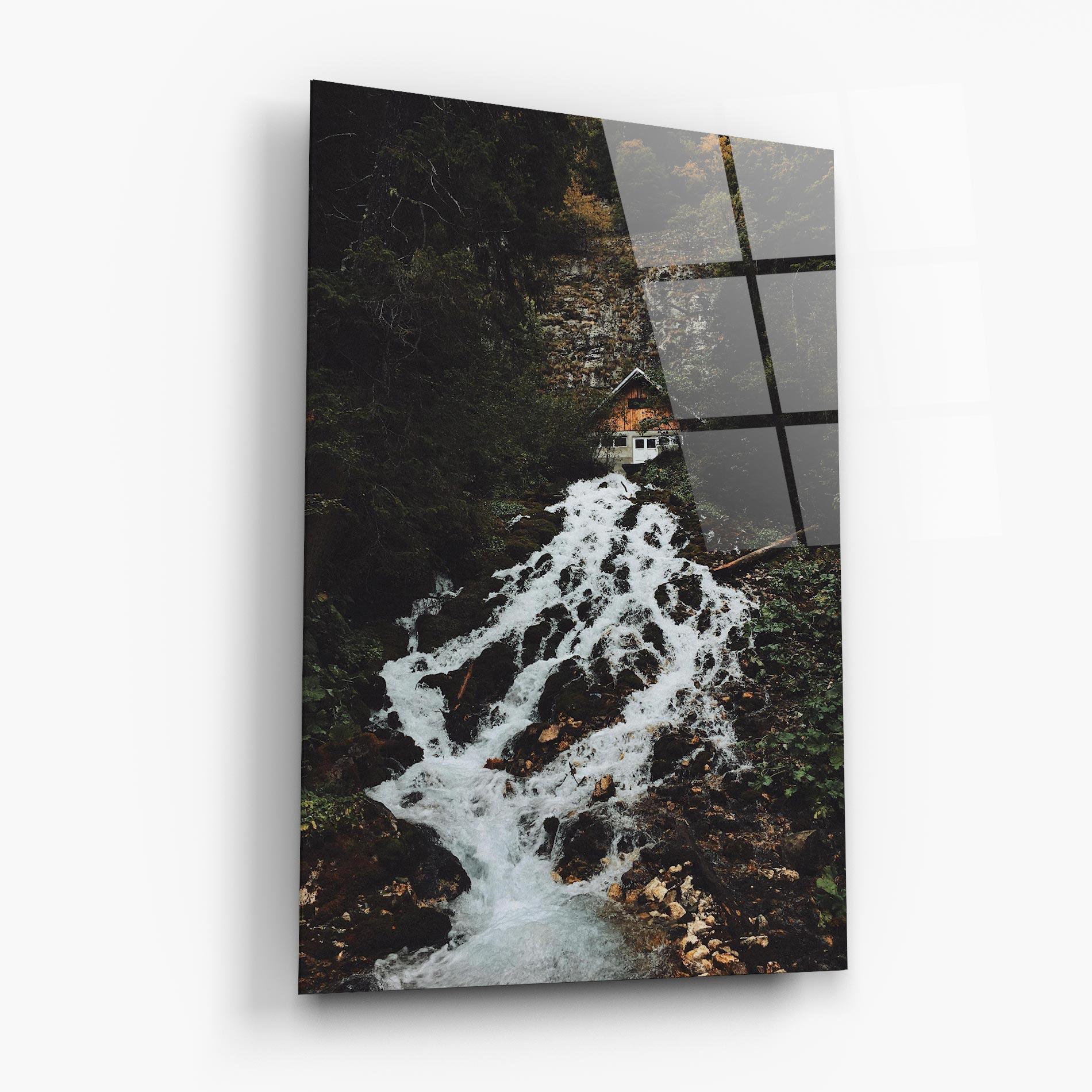 Glasbild Waterfall From Home mockup 6