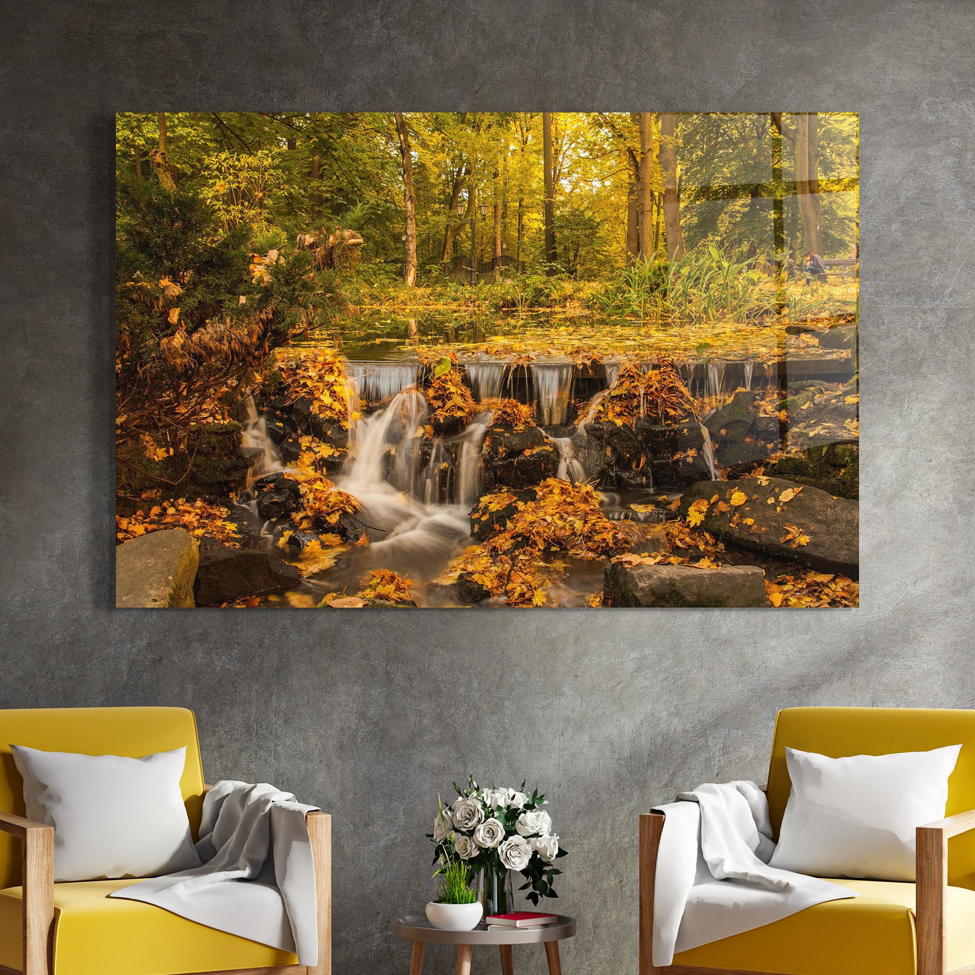 Glasbild Autumn Pretty Waterfall mockup 4