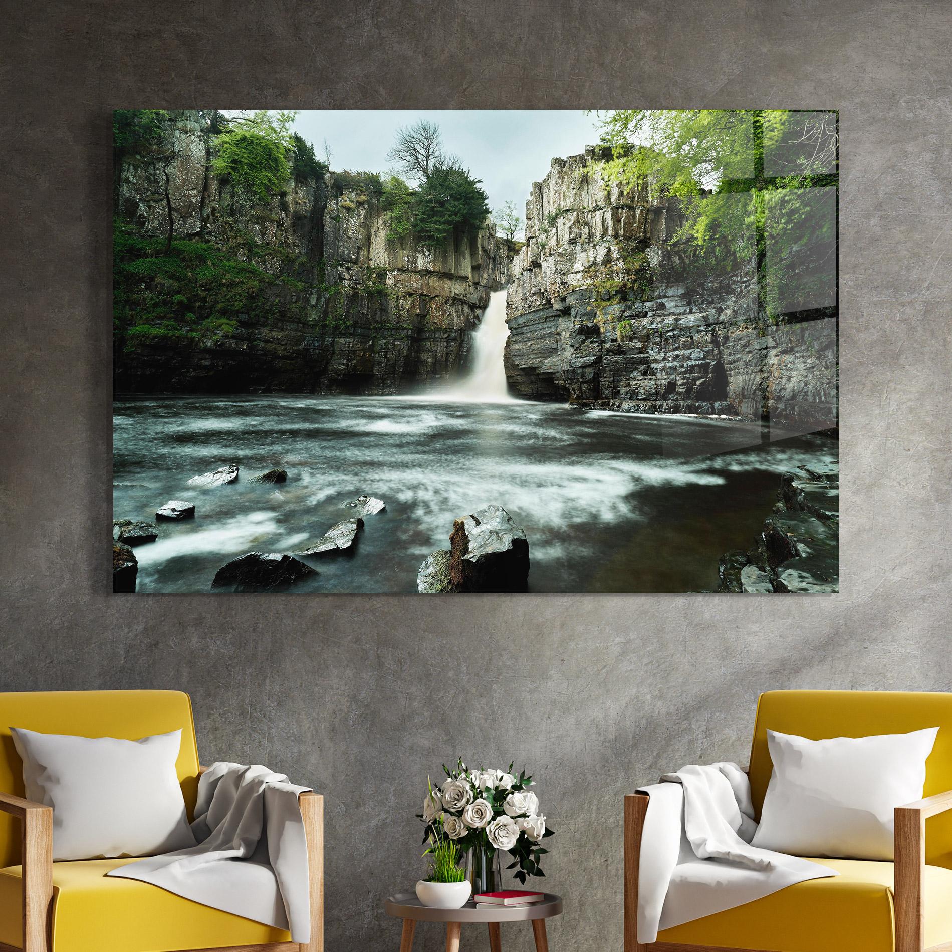 Glasbild Beautiful Water Falling mockup 4