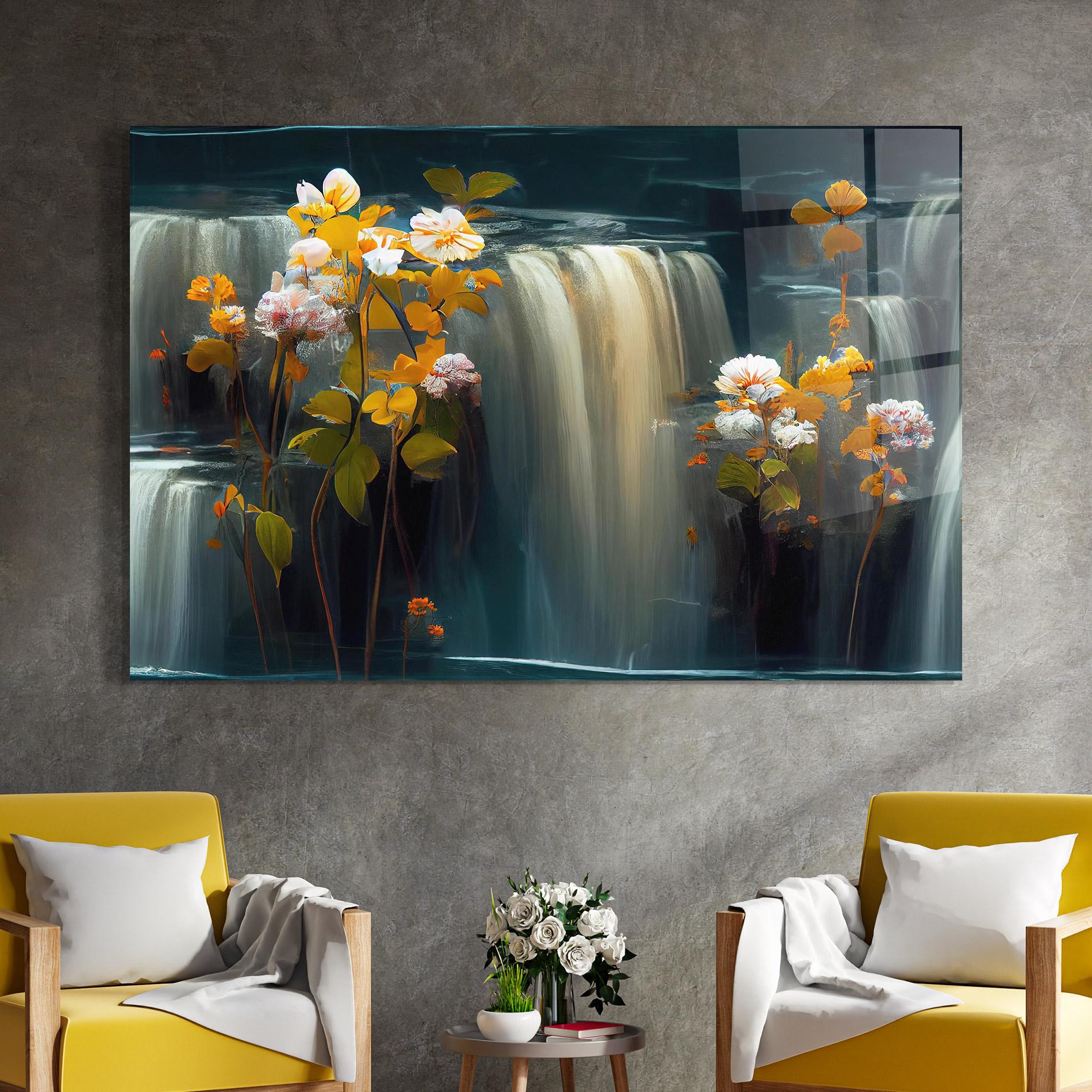 Glasbild Flowers Waterfall mockup 4
