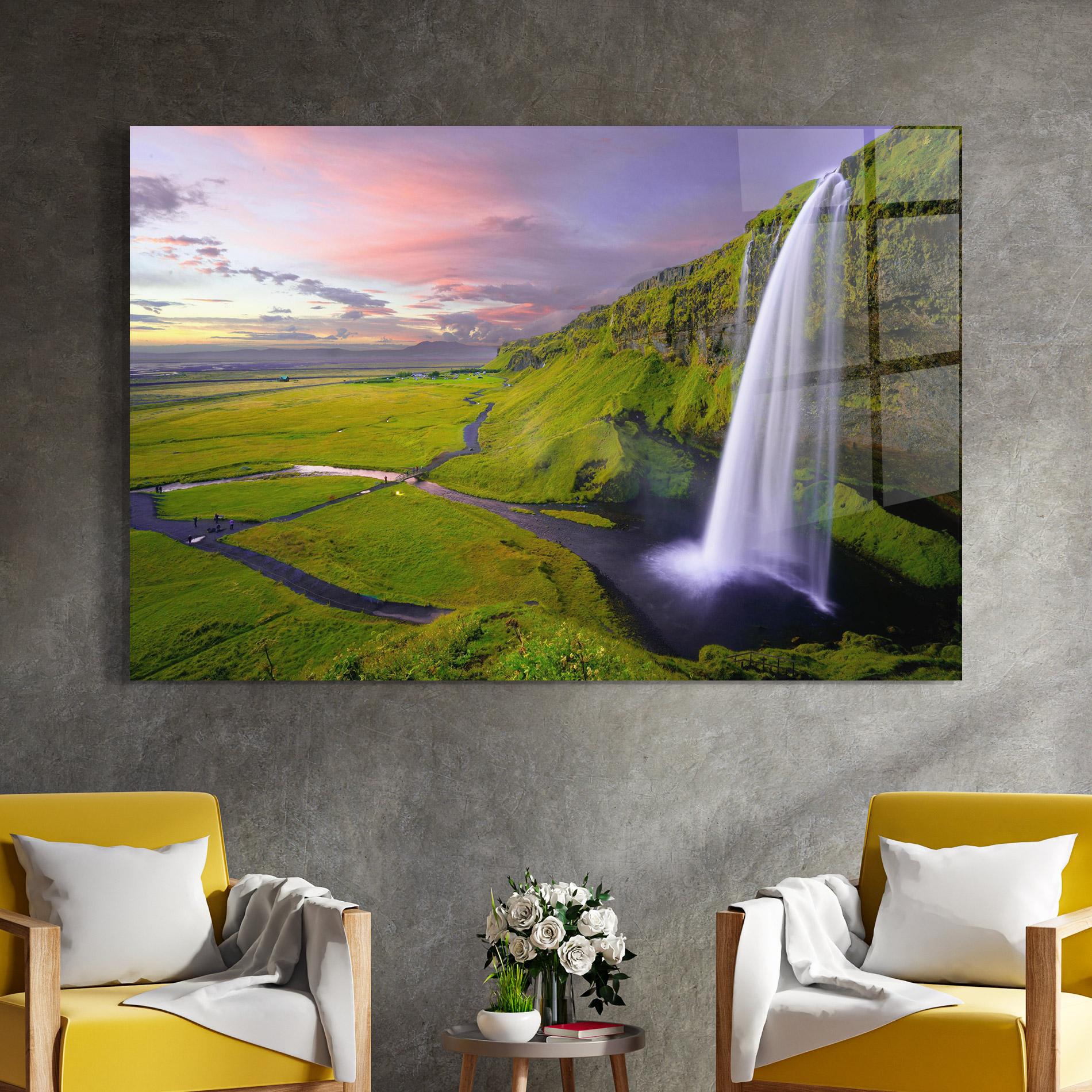 Glasbild Purple Sky Waterfall mockup 4