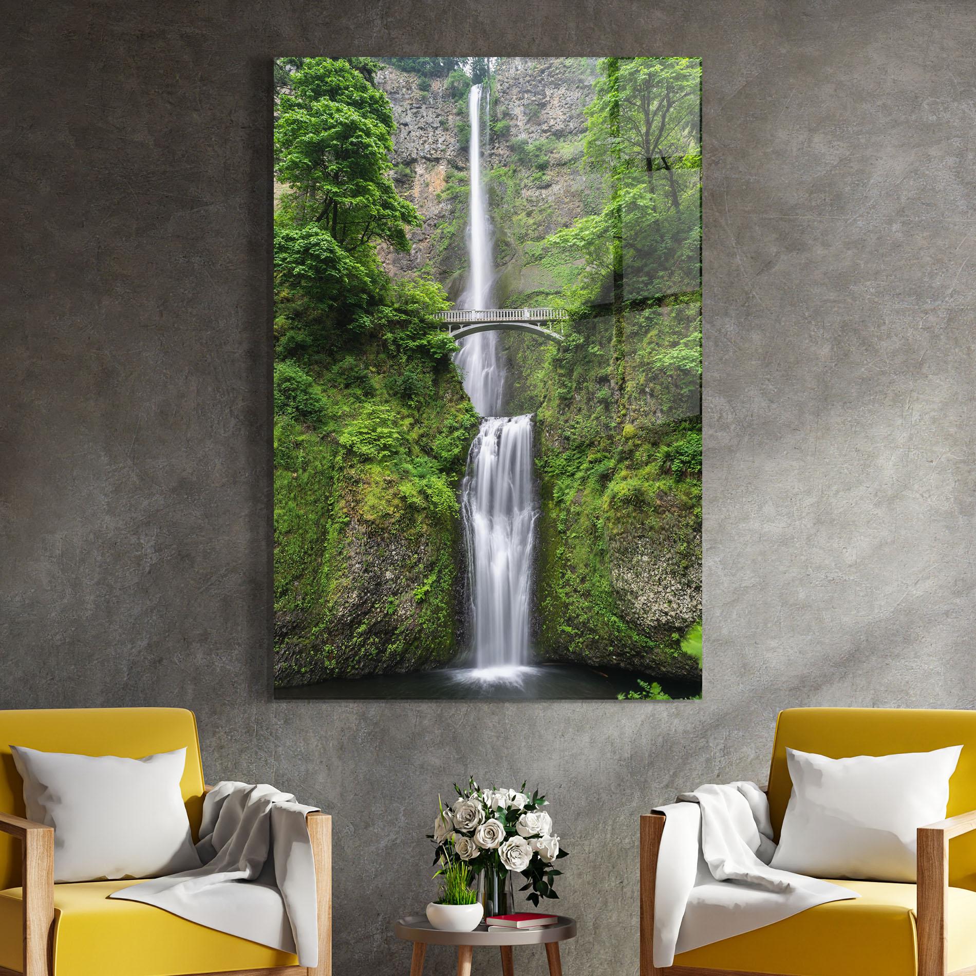 Glasbild Green Leaves Bridge View mockup 4