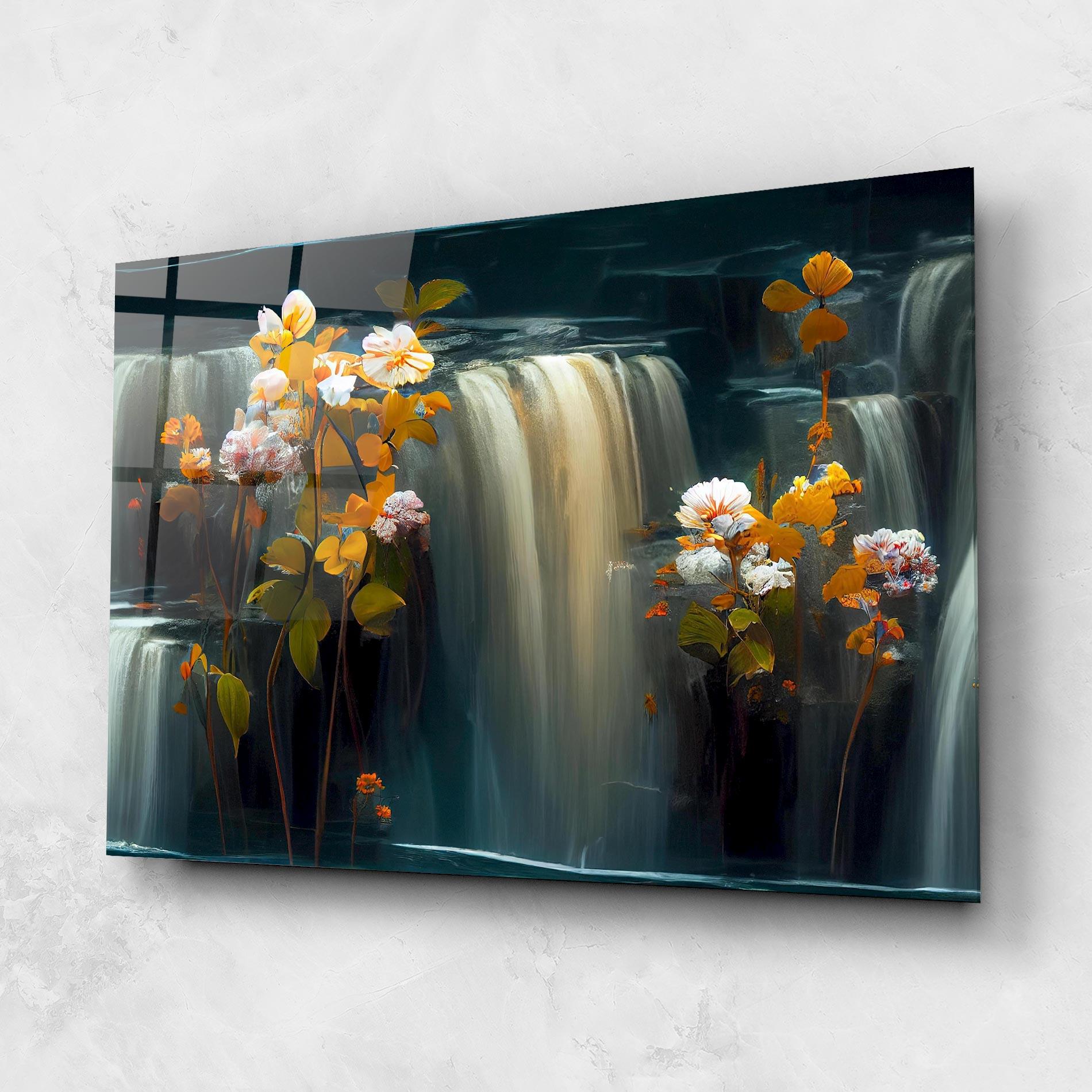 Glasbild Flowers Waterfall mockup 1