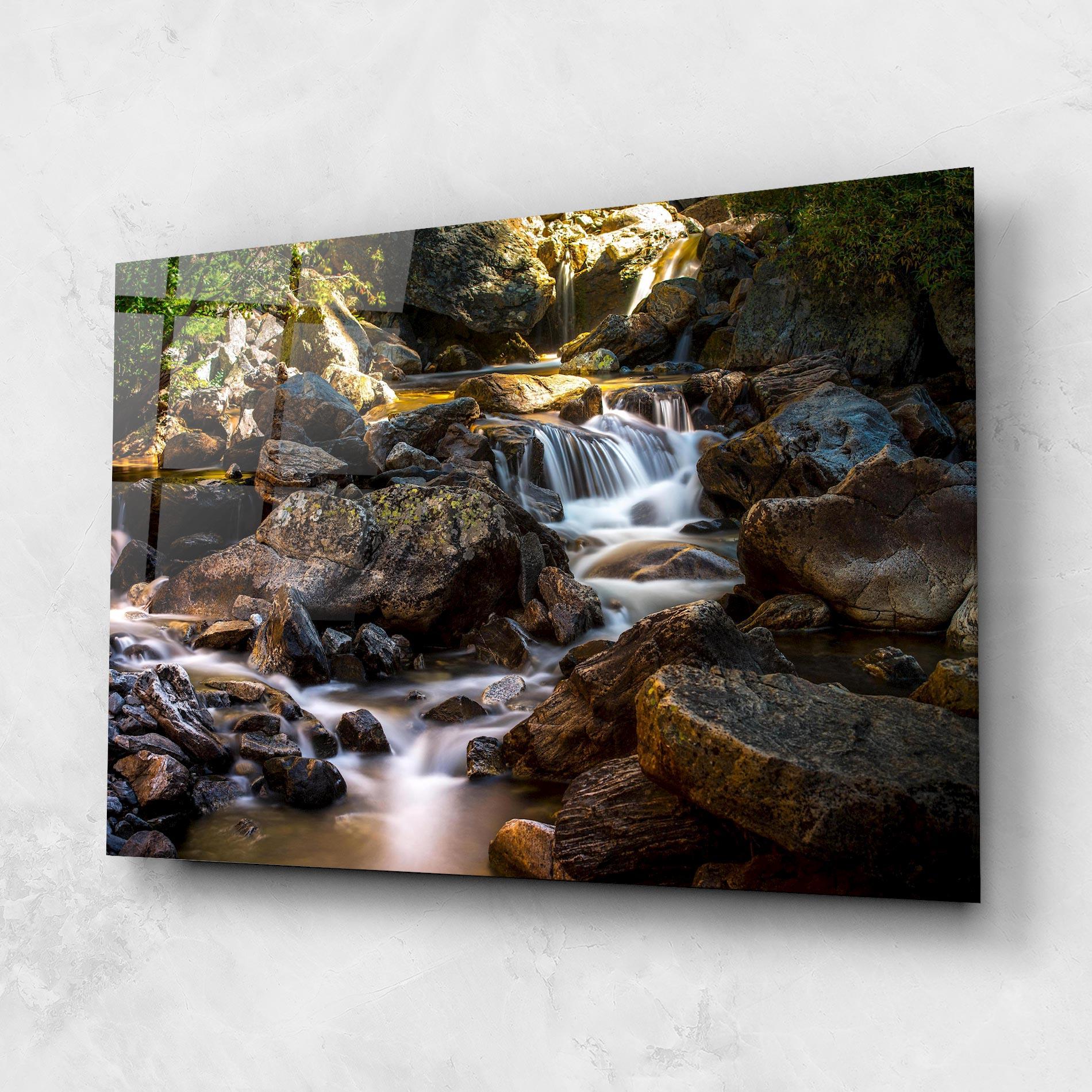 Glasbild Nature Rocks Waterfall mockup 1
